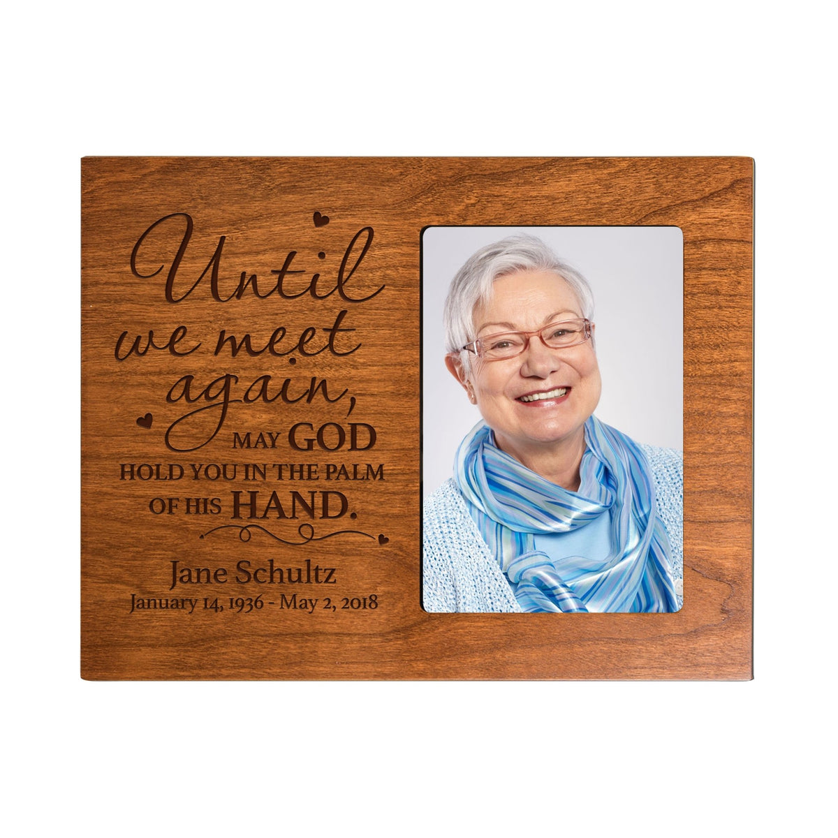 Personalized Wooden Memorial 8x10 Picture Frame holds 4x6 photo Until We Meet Again - LifeSong Milestones