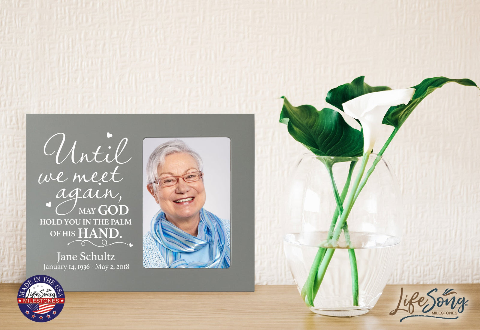 Personalized Wooden Memorial 8x10 Picture Frame holds 4x6 photo Until We Meet Again - LifeSong Milestones