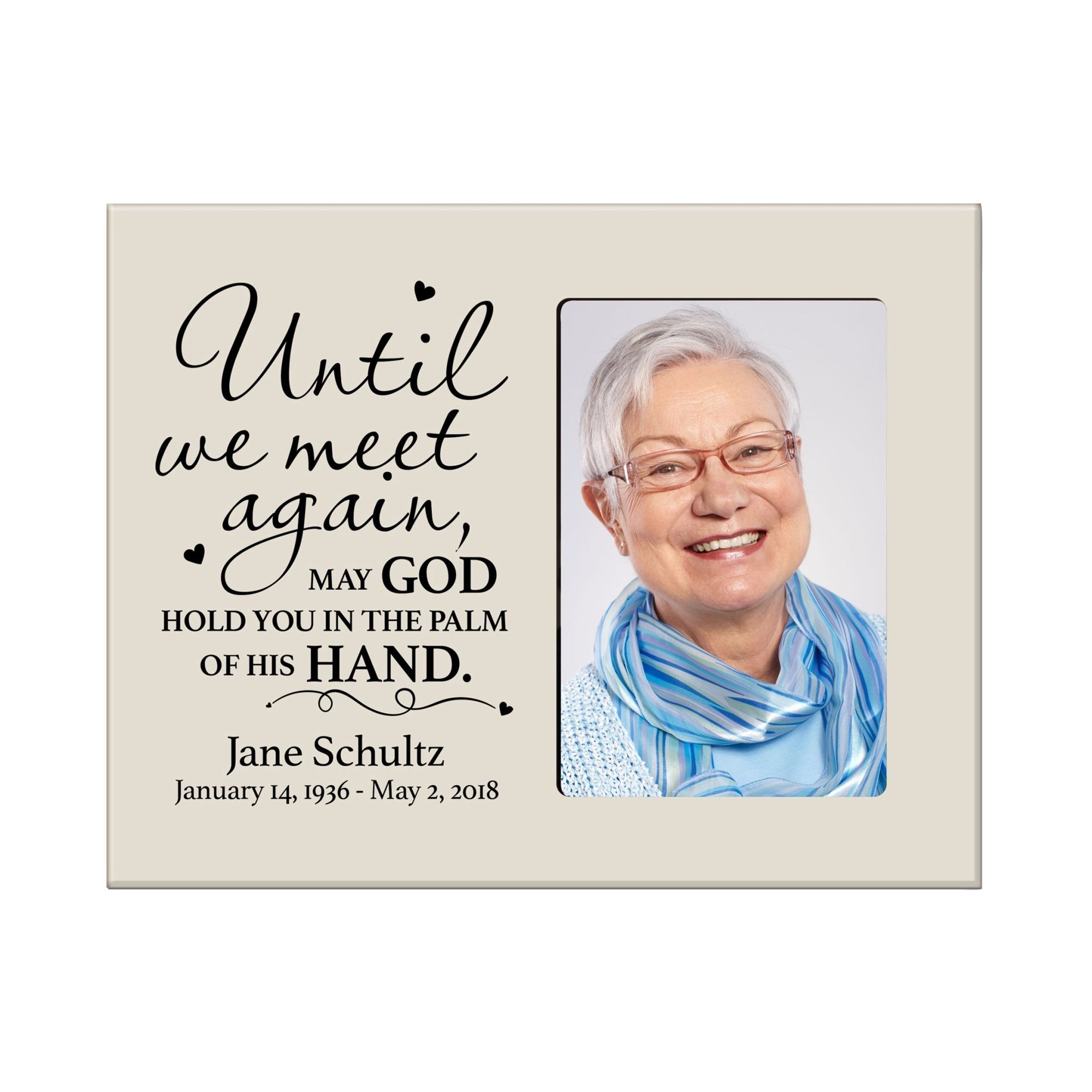 Personalized Wooden Memorial 8x10 Picture Frame holds 4x6 photo Until We Meet Again - LifeSong Milestones
