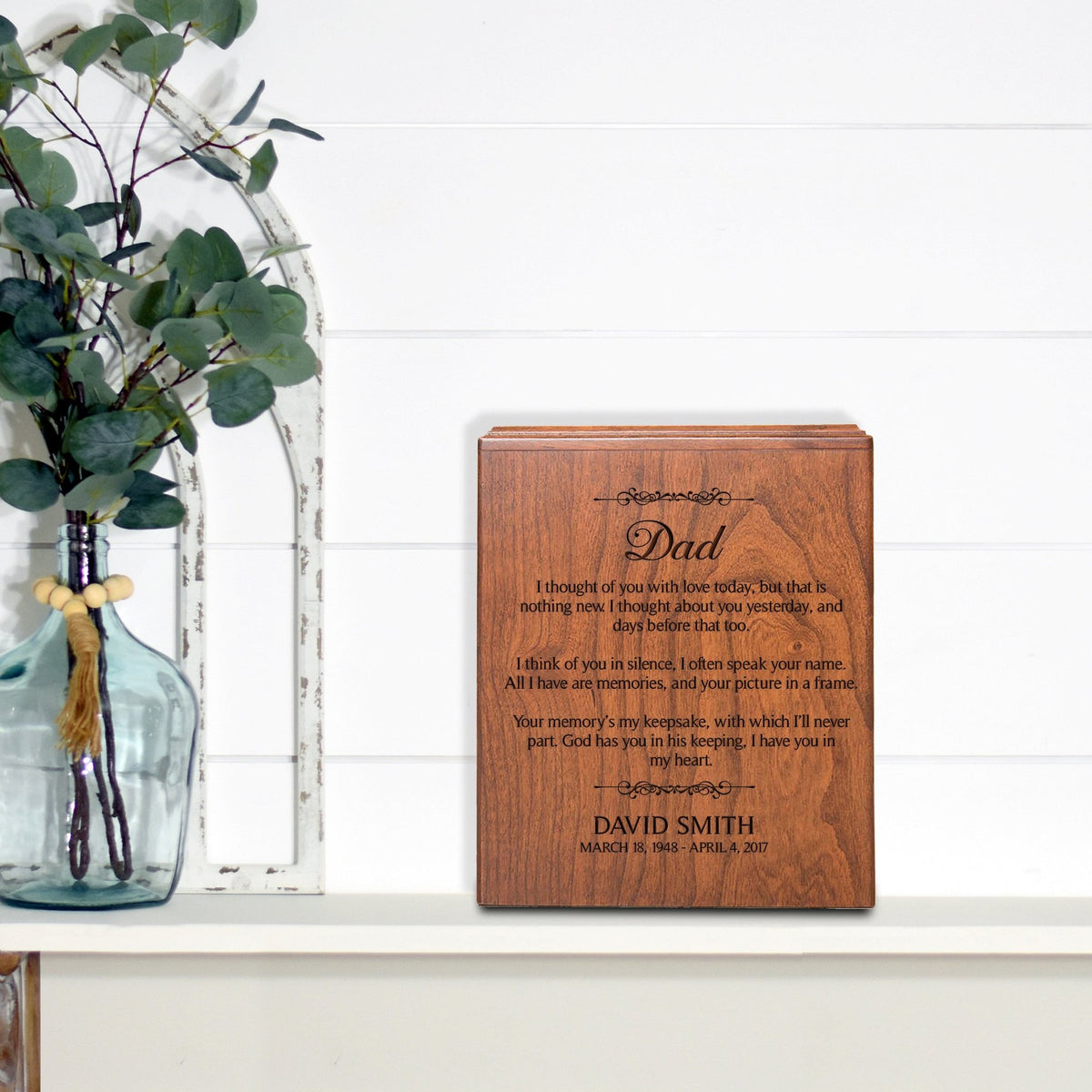 Handcrafted Engraved Cremation Urn for Human Ashes