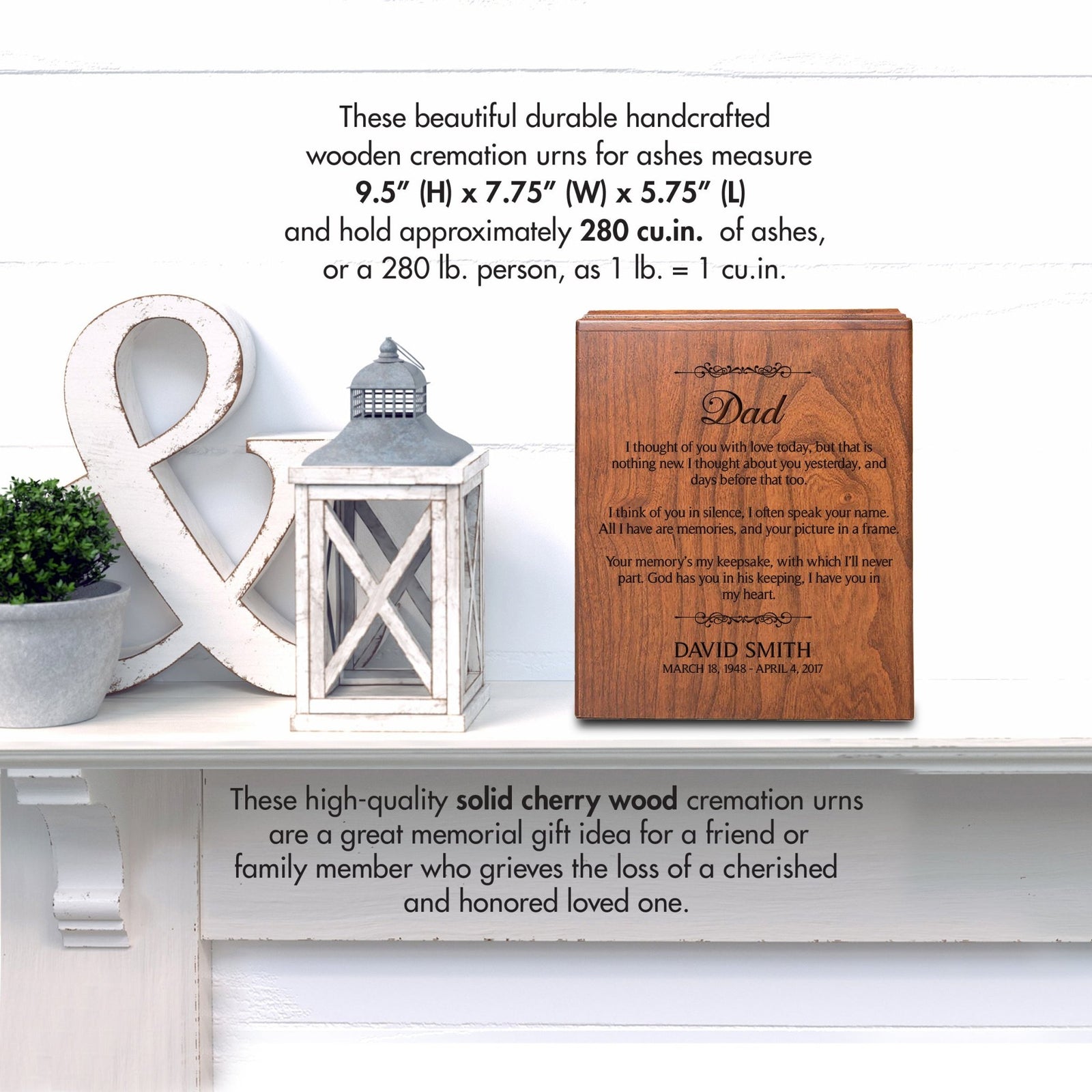 Premium Engraved Cremation Urn Box for Human Ashes