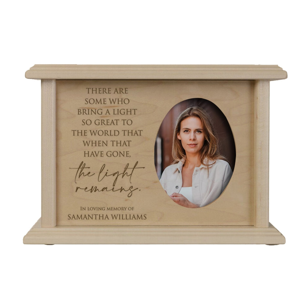 Personalized Wooden Memorial Decorative Photo Urn For Human Ashes - The Light Remains - LifeSong Milestones