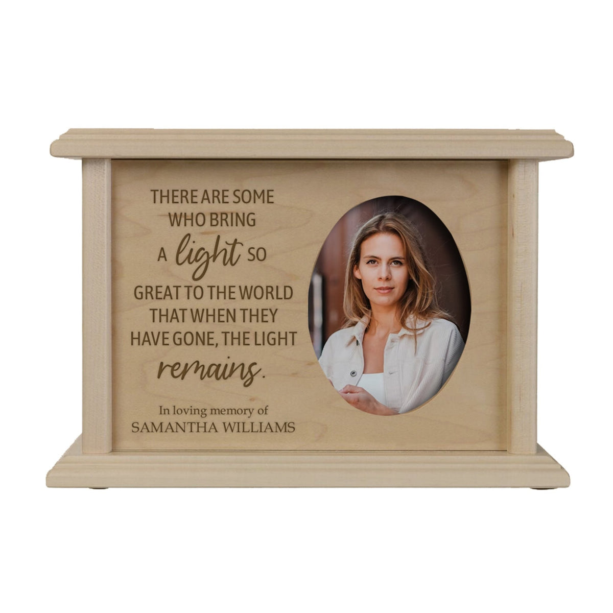 Personalized Wooden Memorial Decorative Photo Urn For Human Ashes - There Are Some Who Bring The Light - LifeSong Milestones