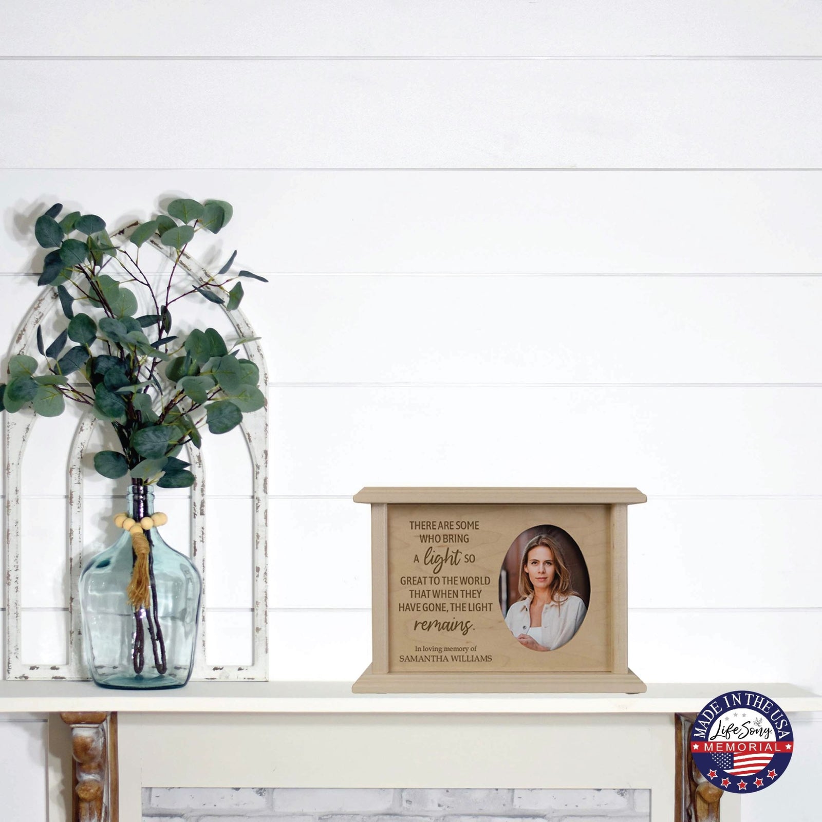 Personalized Wooden Memorial Decorative Photo Urn For Human Ashes - There Are Some Who Bring The Light - LifeSong Milestones