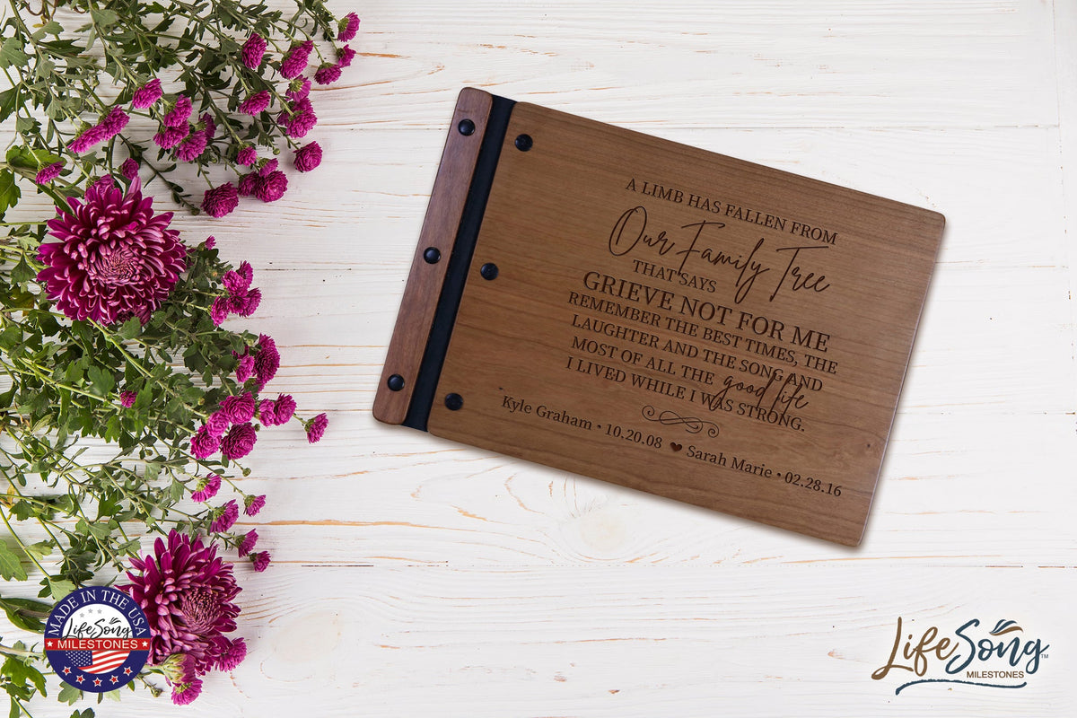 Personalized Wooden Memorial Guestbook 12.375” x 8.5” x .75” - A Limb Has Fallen - LifeSong Milestones
