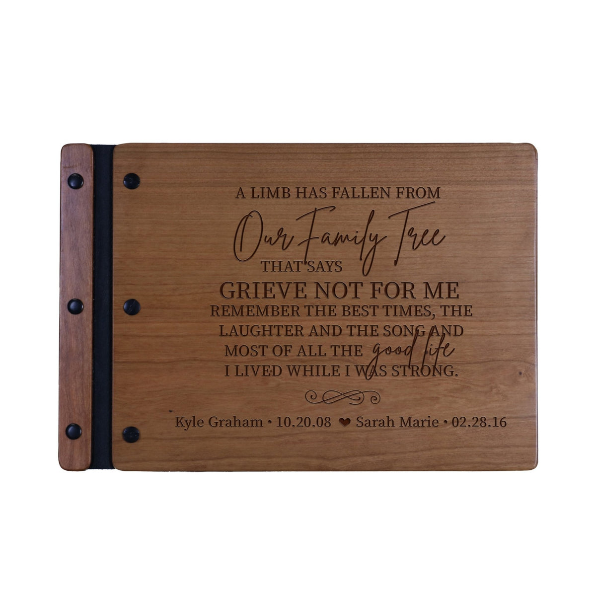 Personalized Wooden Memorial Guestbook 12.375” x 8.5” x .75” - A Limb Has Fallen - LifeSong Milestones