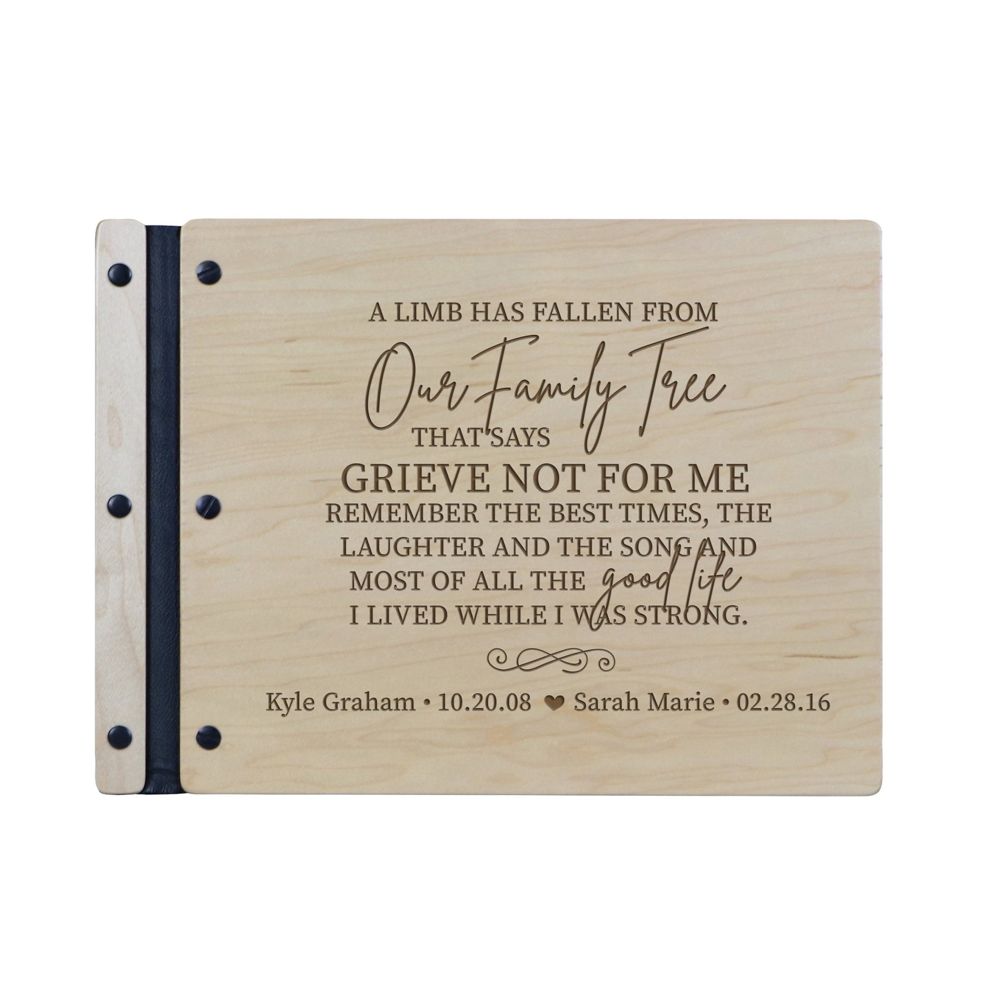 Personalized Wooden Memorial Guestbook 12.375” x 8.5” x .75” - A Limb Has Fallen - LifeSong Milestones