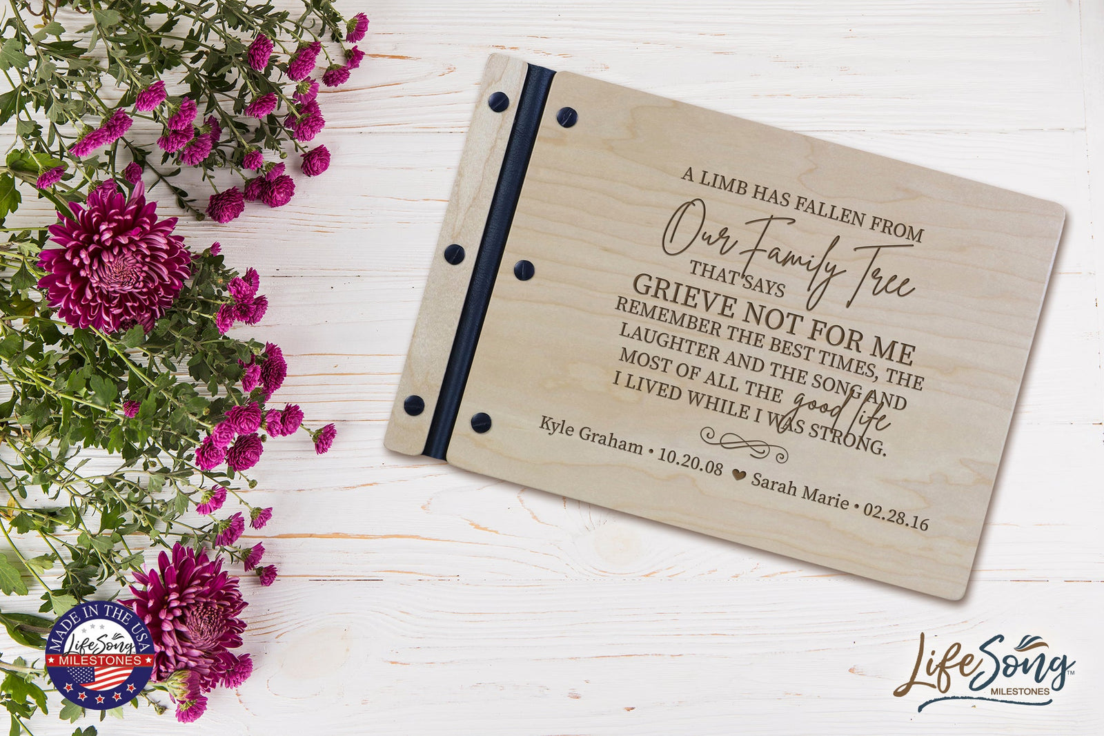 Personalized Wooden Memorial Guestbook 13.375" x 10" x .75" - A Limb Has Fallen - LifeSong Milestones
