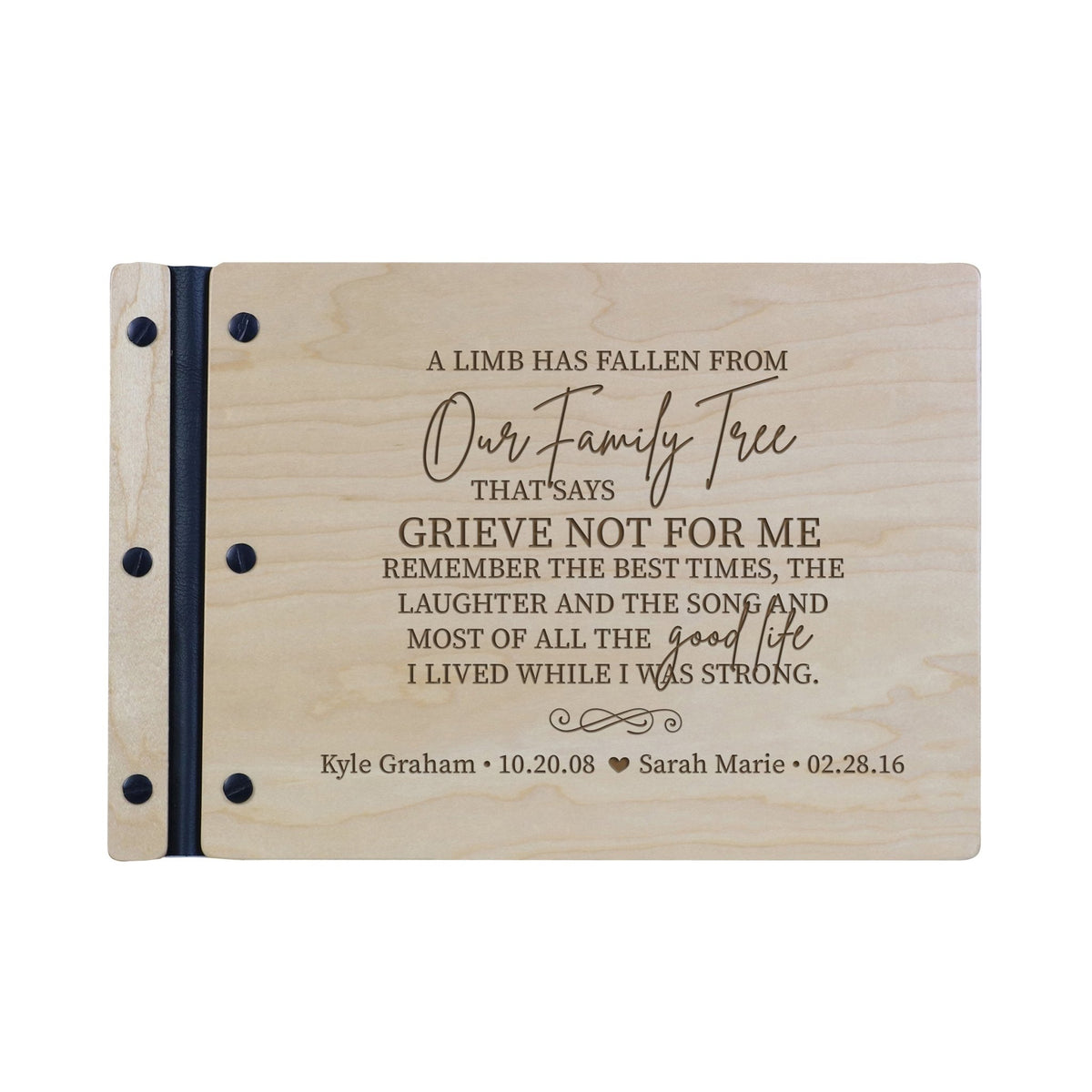 Personalized Wooden Memorial Guestbook 13.375" x 10" x .75" - A Limb Has Fallen - LifeSong Milestones