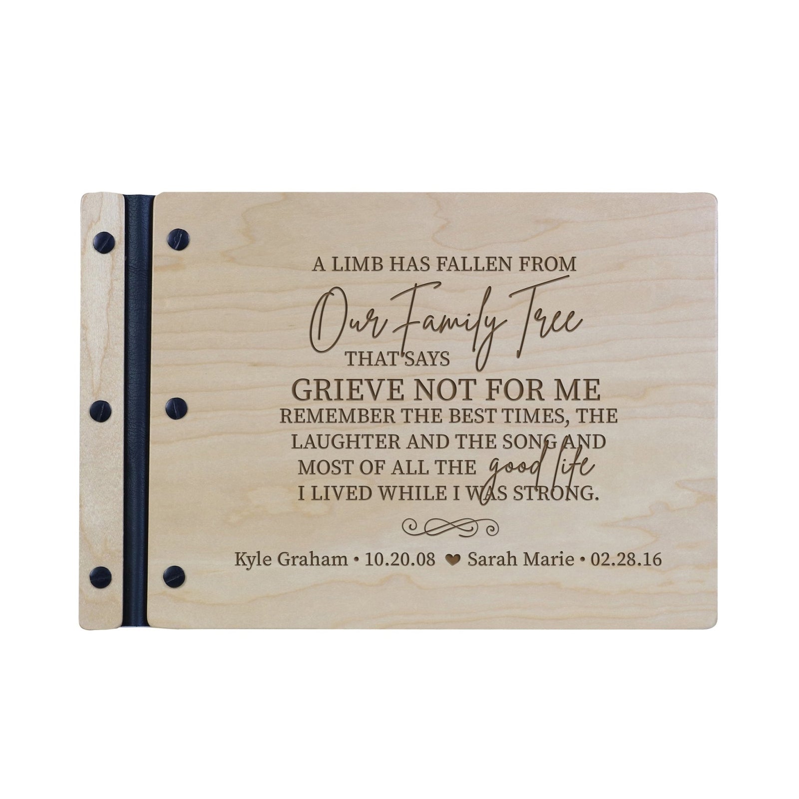 Personalized Wooden Memorial Guestbook 13.375" x 10" x .75" - A Limb Has Fallen - LifeSong Milestones