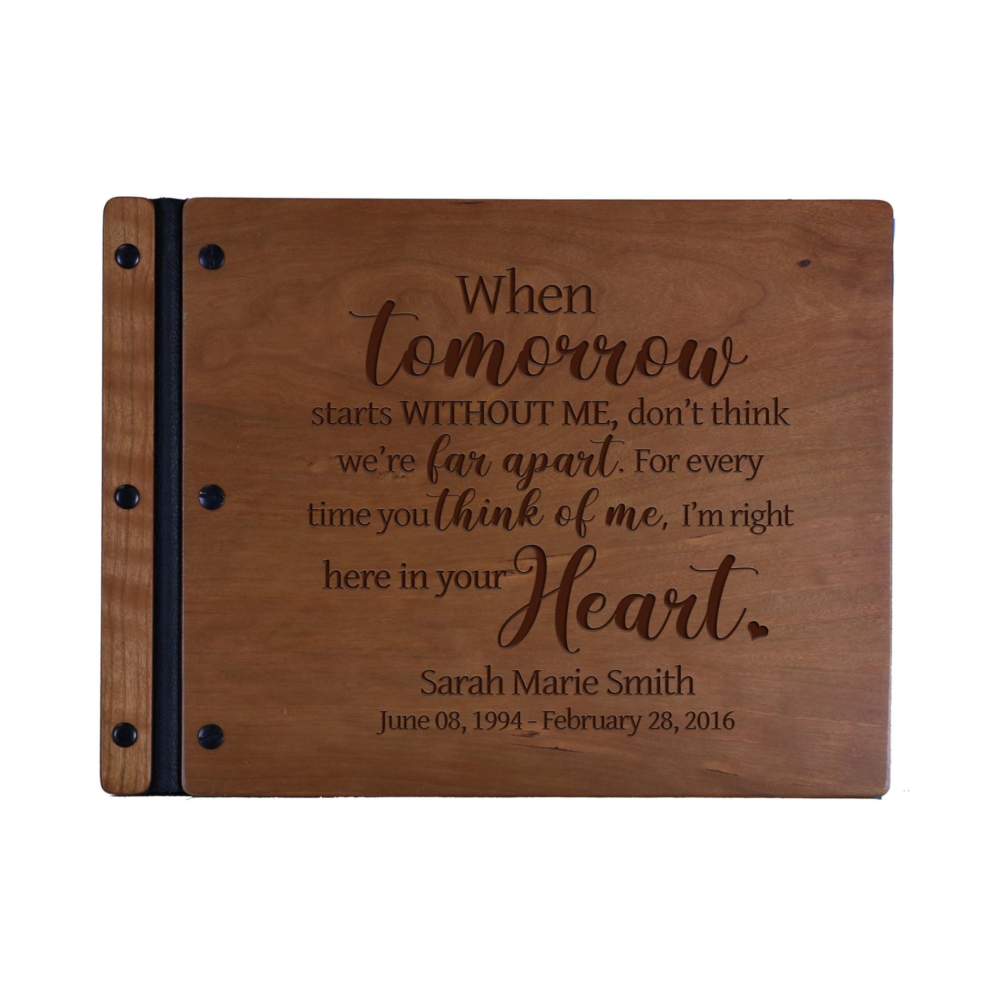 Personalized Wooden Memorial Guestbook 13.375" x 10" x .75" - When Tomorrow Starts - LifeSong Milestones