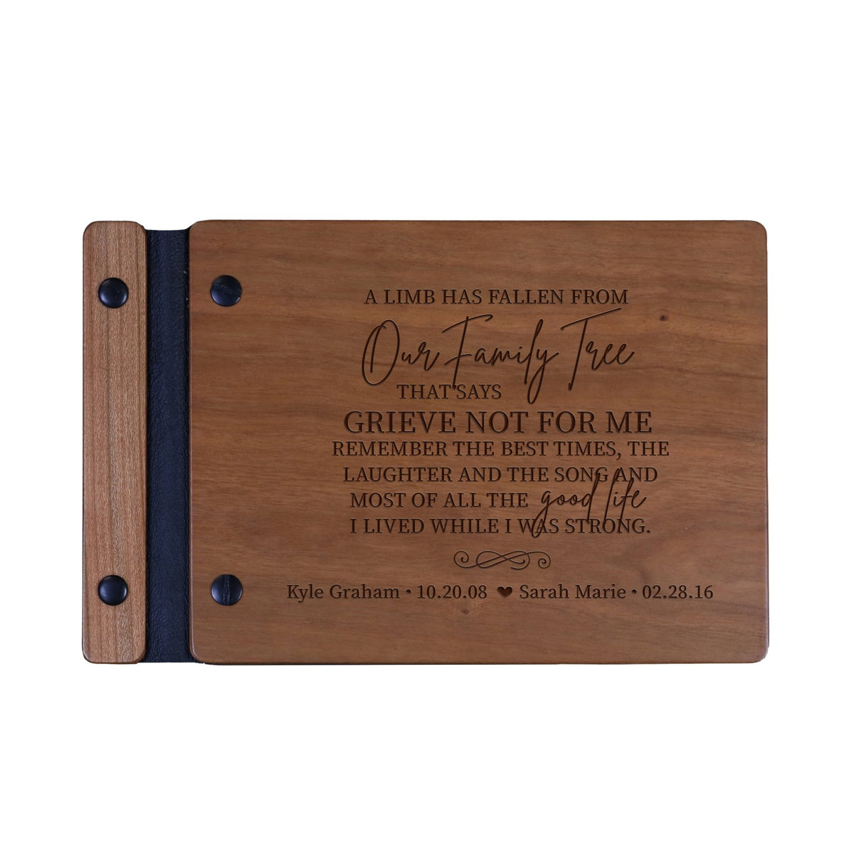 Personalized Wooden Memorial Guestbook 9.375” x 6” x .75&quot; - A Limb Has Fallen - LifeSong Milestones
