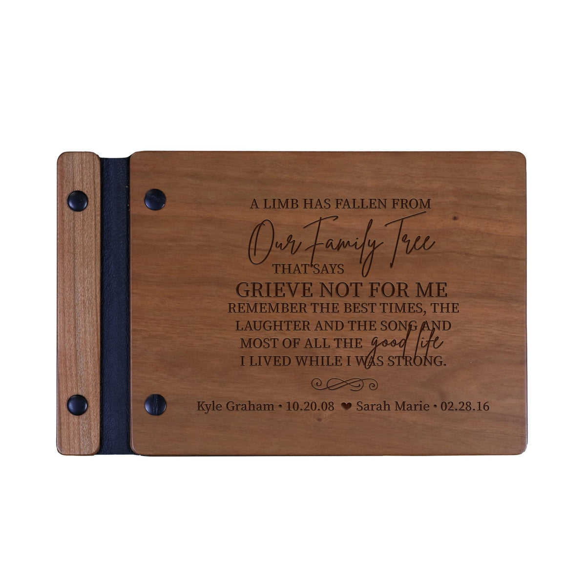 Personalized Wooden Memorial Guestbook 9.375” x 6” x .75" - A Limb Has Fallen - LifeSong Milestones