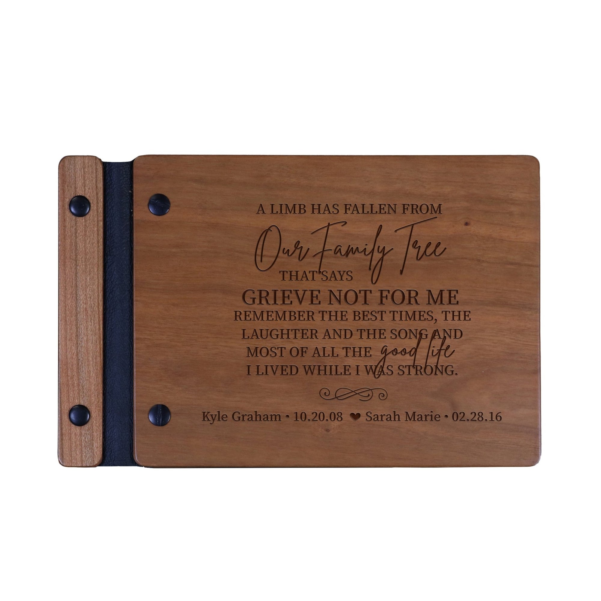 Personalized Wooden Memorial Guestbook 9.375” x 6” x .75" - A Limb Has Fallen - LifeSong Milestones