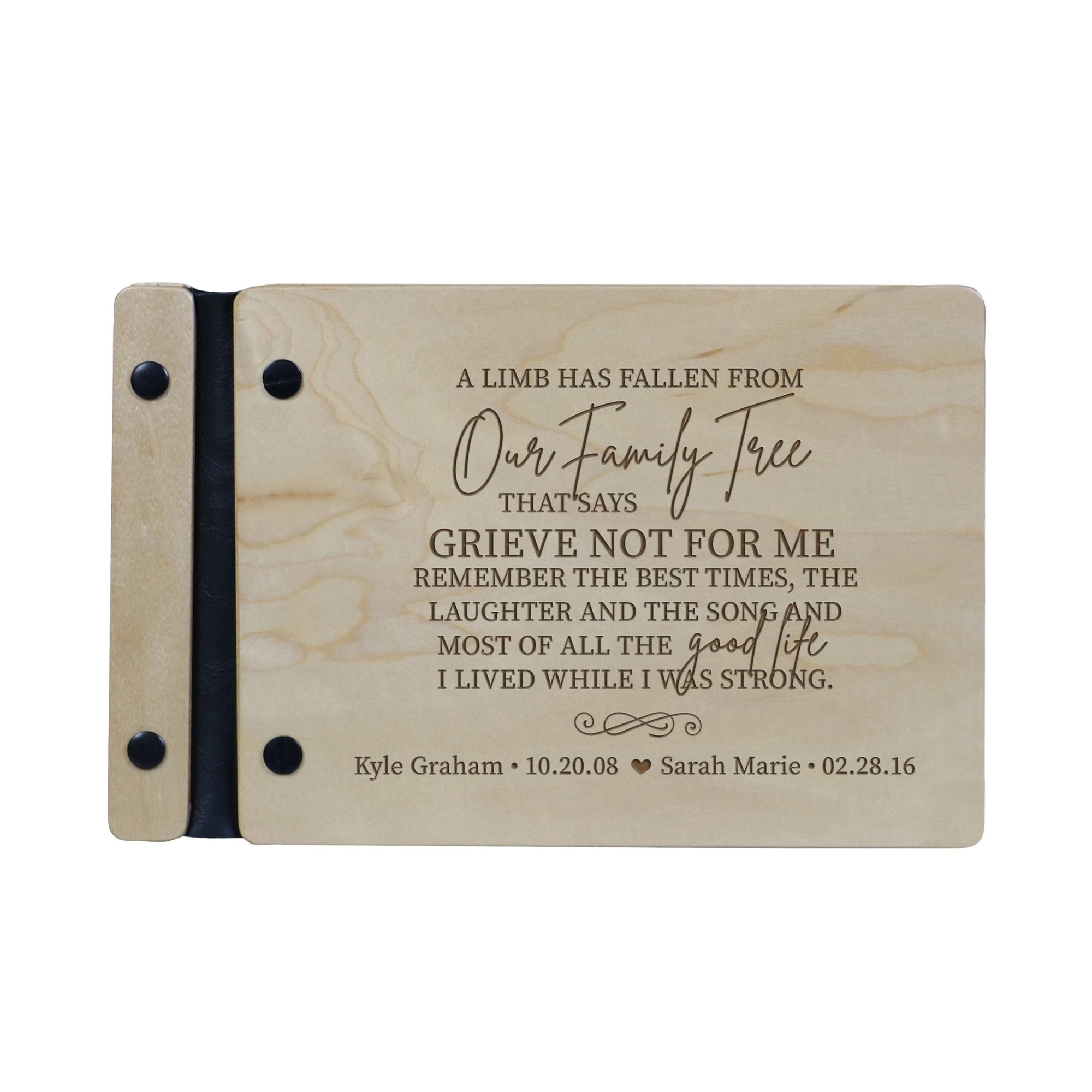 Personalized Wooden Memorial Guestbook 9.375” x 6” x .75" - A Limb Has Fallen - LifeSong Milestones