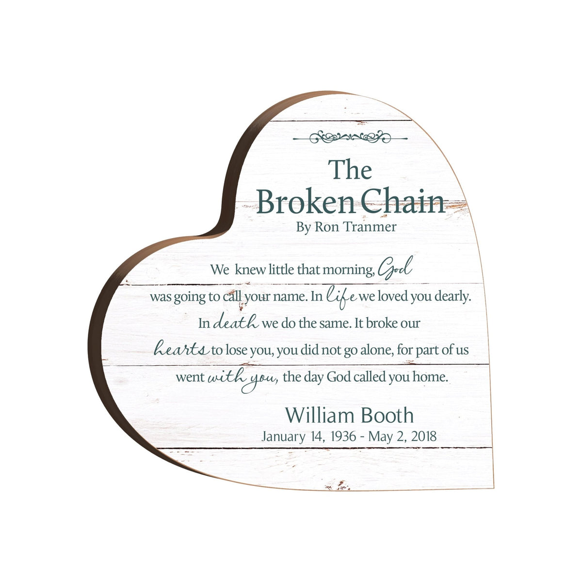 Personalized Wooden Memorial Heart Block Sign for Loss of Loved One - LifeSong Milestones
