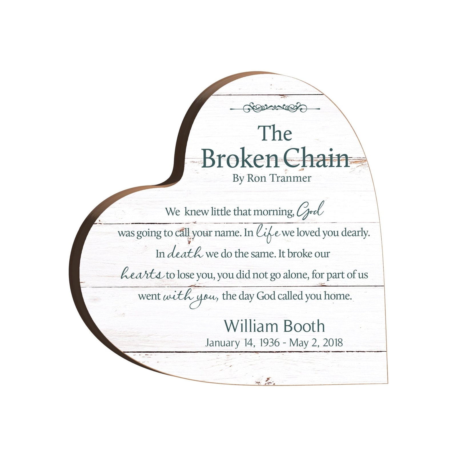 Personalized Wooden Memorial Heart Block Sign for Loss of Loved One - LifeSong Milestones