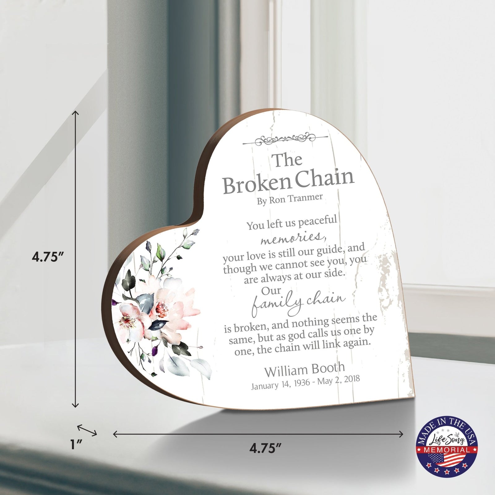 Personalized Wooden Memorial Heart Block Sign for Loss of Loved One - LifeSong Milestones