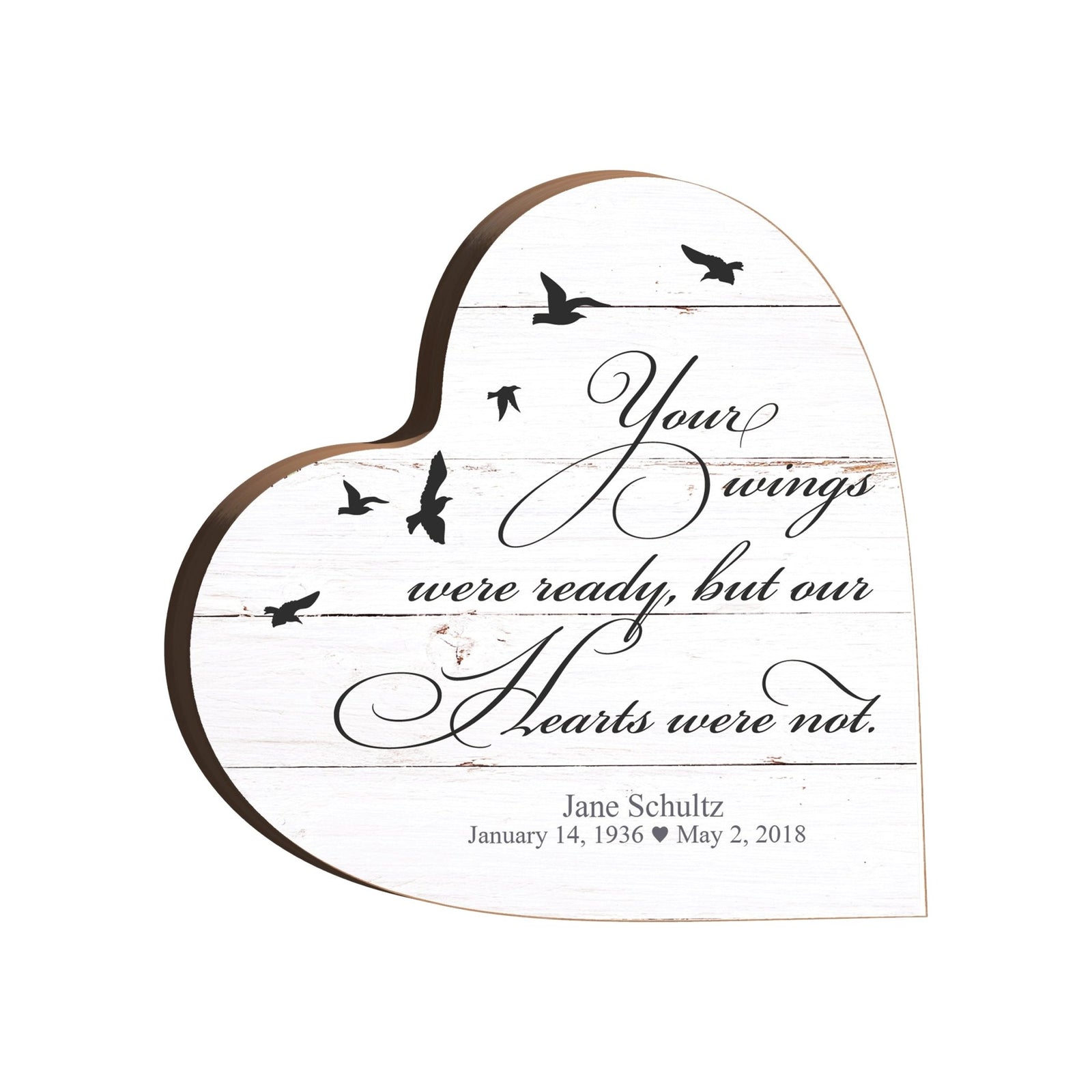 Personalized Wooden Memorial Heart Block Sign for Loss of Loved One - LifeSong Milestones