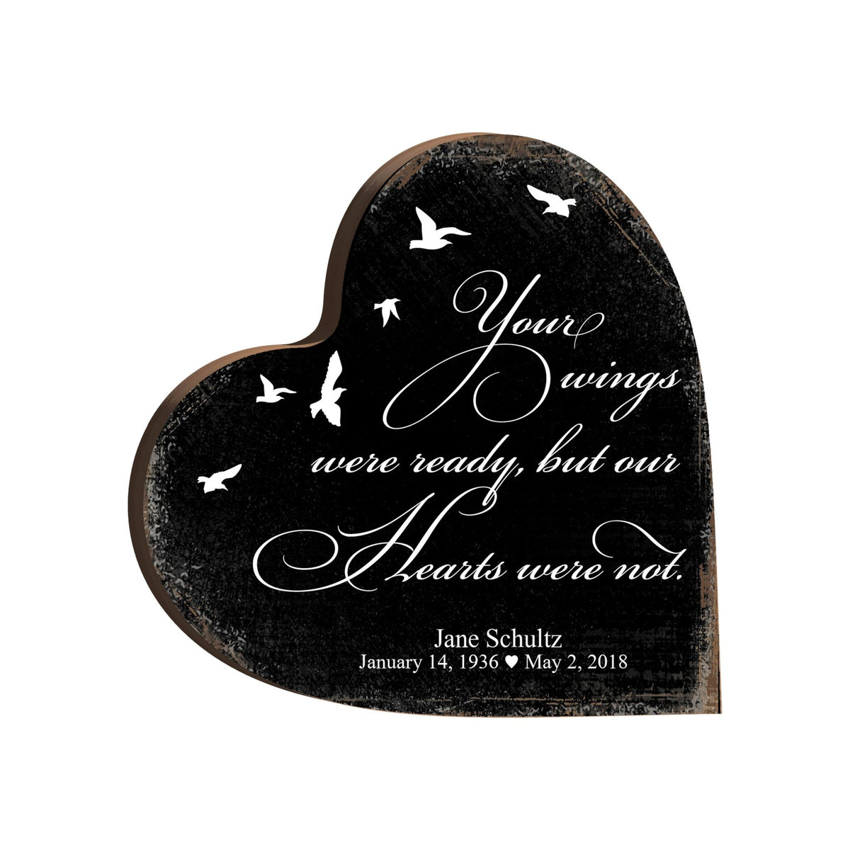 Personalized Wooden Memorial Heart Block Sign for Loss of Loved One - LifeSong Milestones