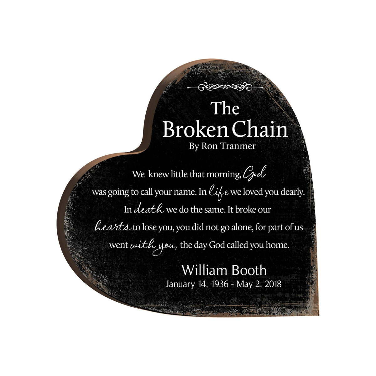 Personalized Wooden Memorial Heart Block Sign for Loss of Loved One - LifeSong Milestones