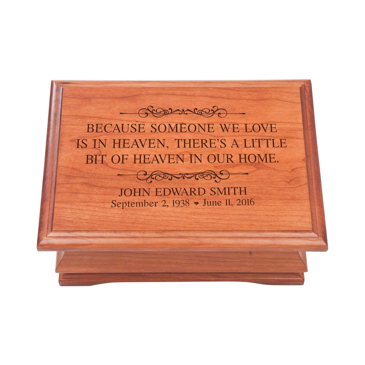 Personalized Wooden Memorial Jewelry Box Organizer 11.5x8.25 – Because Someone We Love - LifeSong Milestones