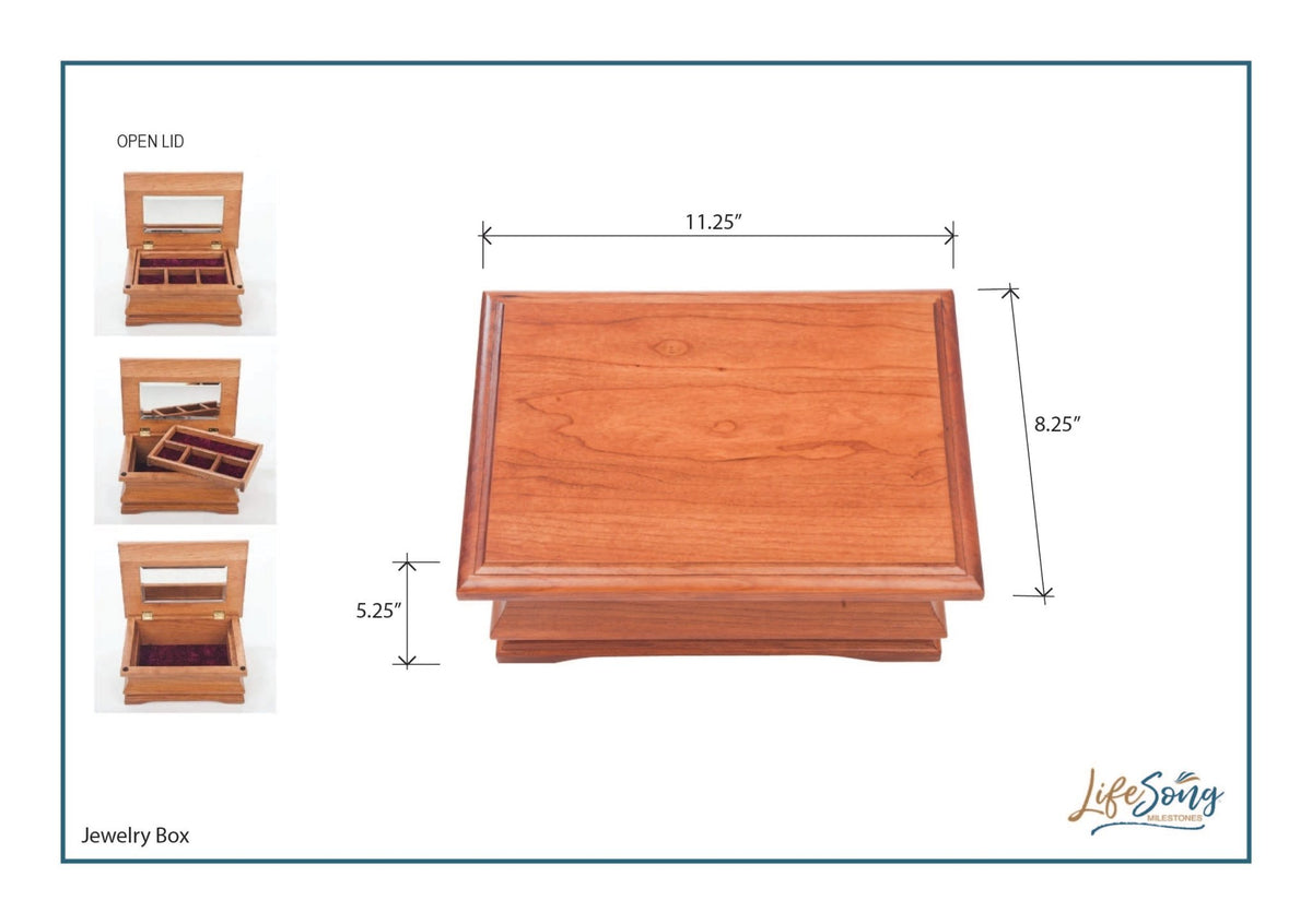 Personalized Wooden Memorial Jewelry Box Organizer 11.5x8.25 – God Carries You - LifeSong Milestones