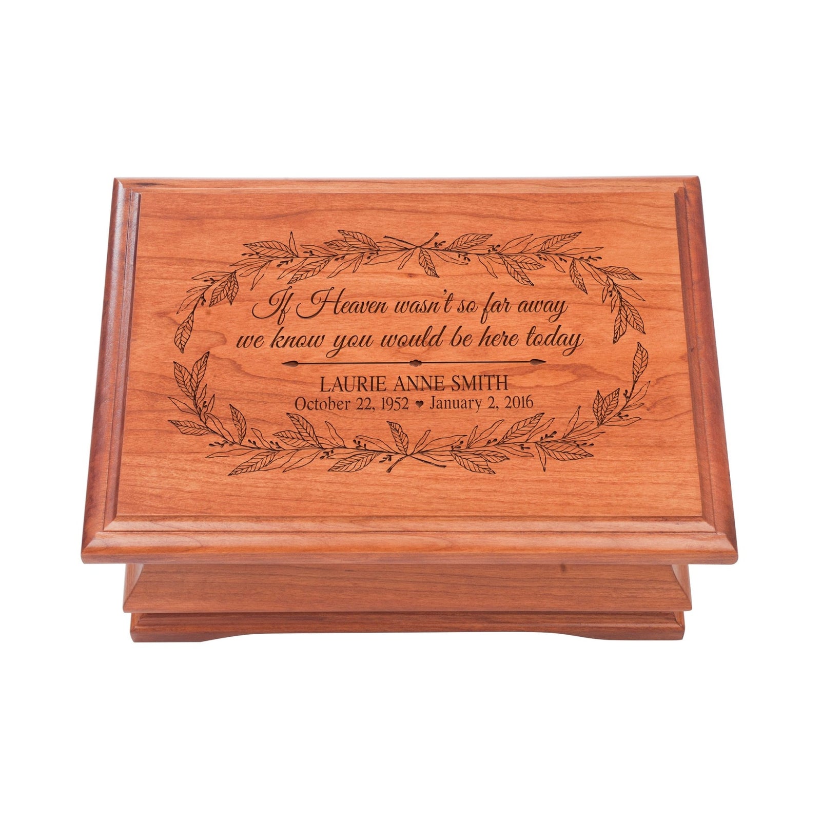 Personalized Wooden Memorial Jewelry Box Organizer 11.5x8.25 – If Heaven Wasn’t So Far - LifeSong Milestones