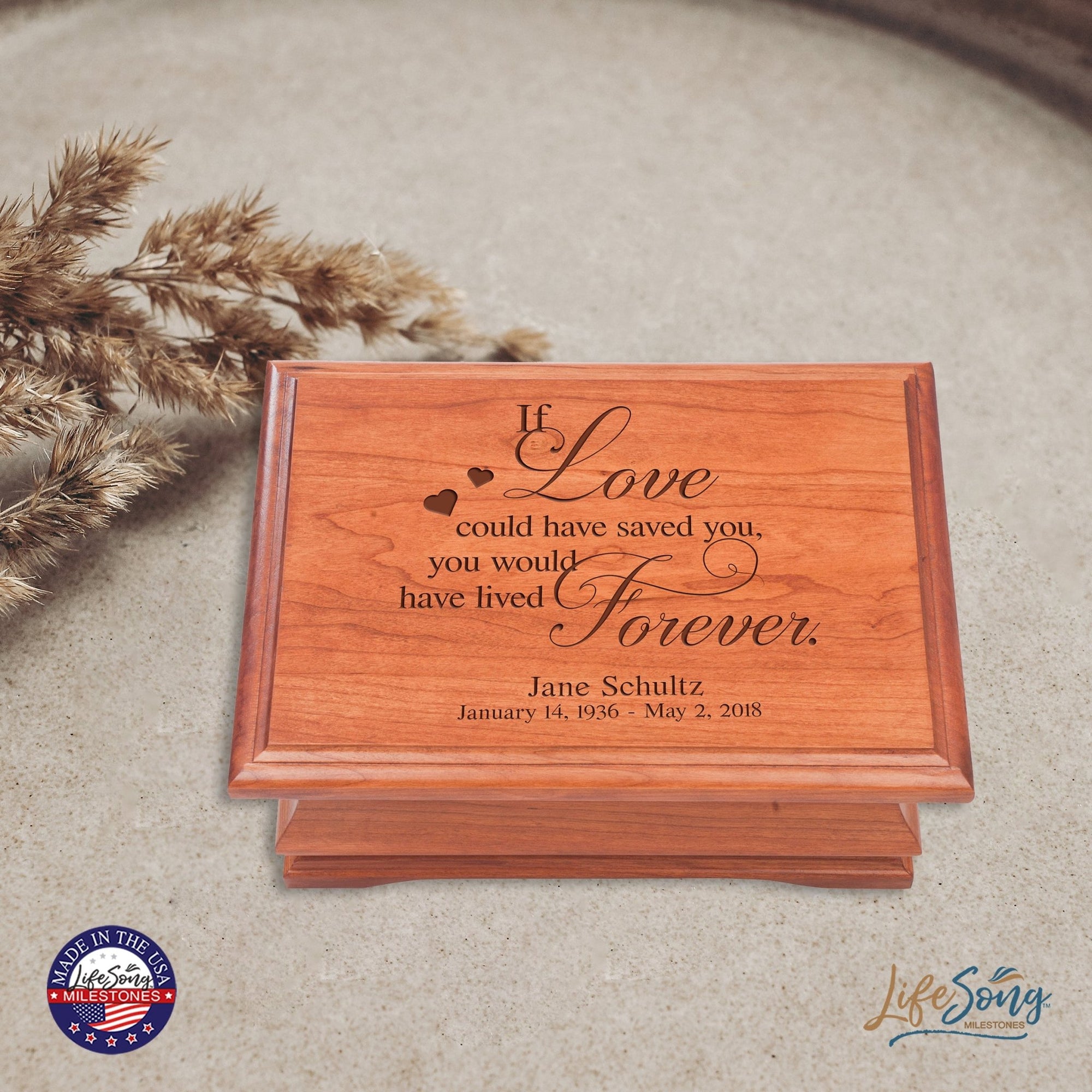 Personalized Wooden Memorial Jewelry Box Organizer 11.5x8.25 – If Love Could Have Saved - LifeSong Milestones