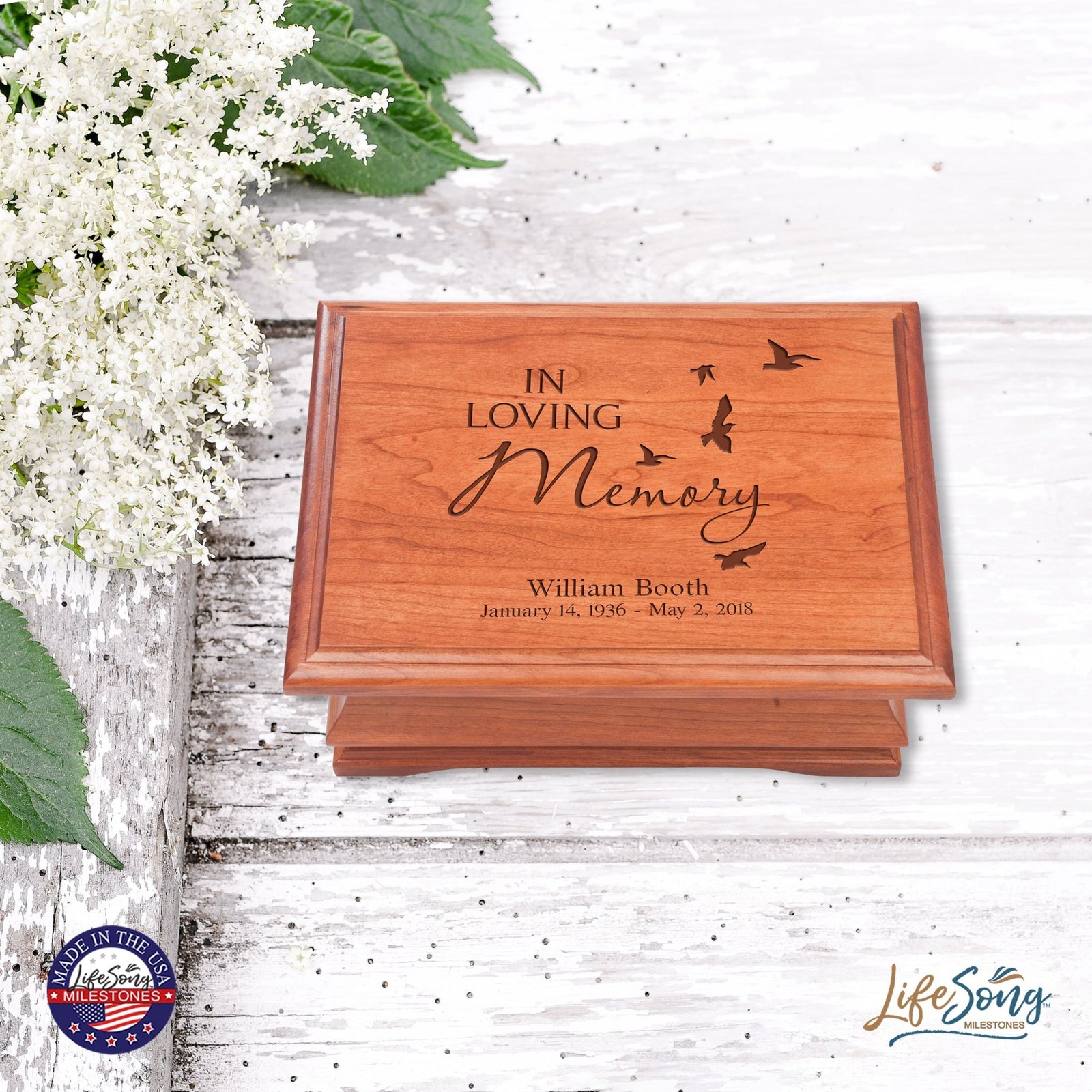 Personalized Wooden Memorial Jewelry Box Organizer 11.5x8.25 – In Loving Memory - LifeSong Milestones