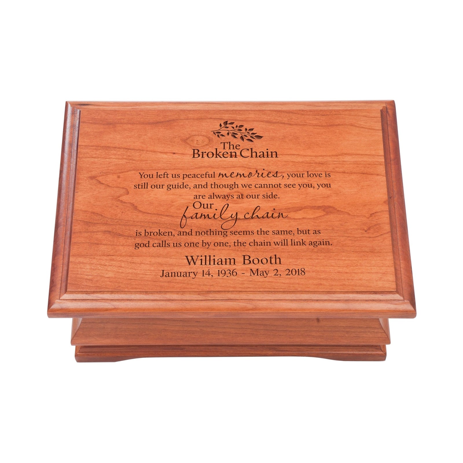 Personalized Wooden Memorial Jewelry Box Organizer 11.5x8.25 – The Broken Chain - LifeSong Milestones