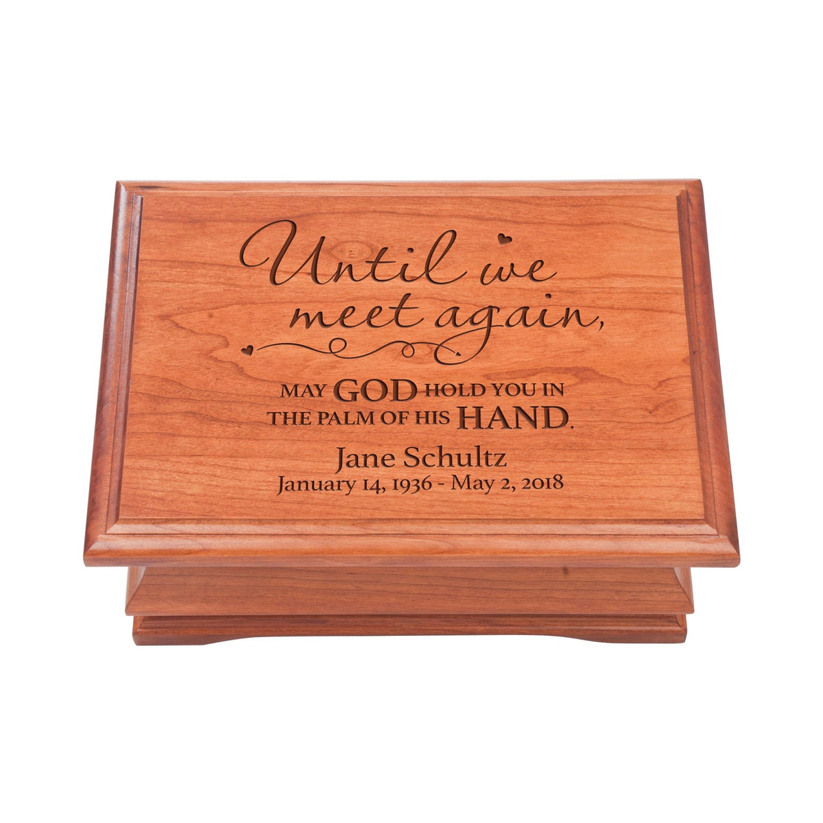 Personalized Wooden Memorial Jewelry Box Organizer 11.5x8.25 – Until We Meet Again - LifeSong Milestones