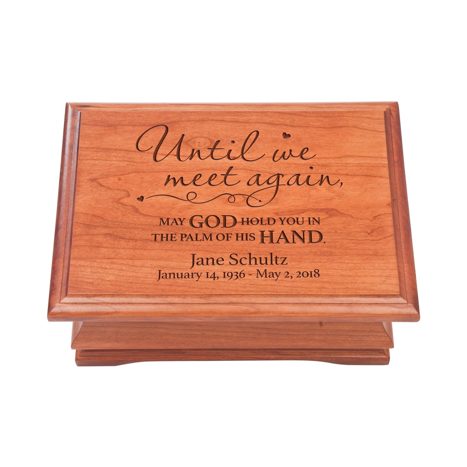Personalized Wooden Memorial Jewelry Box Organizer 11.5x8.25 – Until We Meet Again - LifeSong Milestones