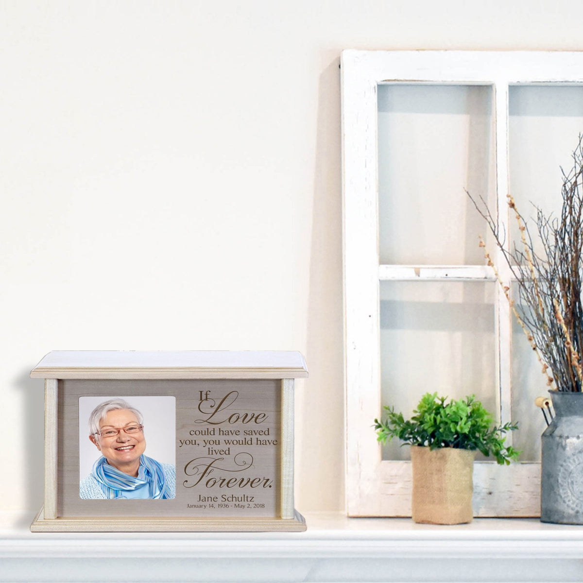 Personalized Wooden Memorial Photo Cremation Urn Box For Adult Ashes - If Love Could Have Saved - LifeSong Milestones