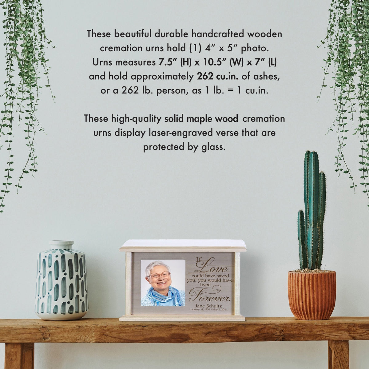 Personalized Wooden Memorial Photo Cremation Urn Box For Adult Ashes - If Love Could Have Saved - LifeSong Milestones