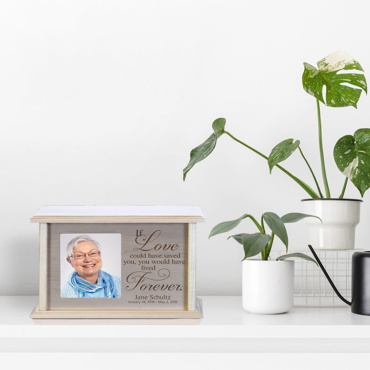 Personalized Wooden Memorial Photo Cremation Urn Box For Adult Ashes - If Love Could Have Saved - LifeSong Milestones