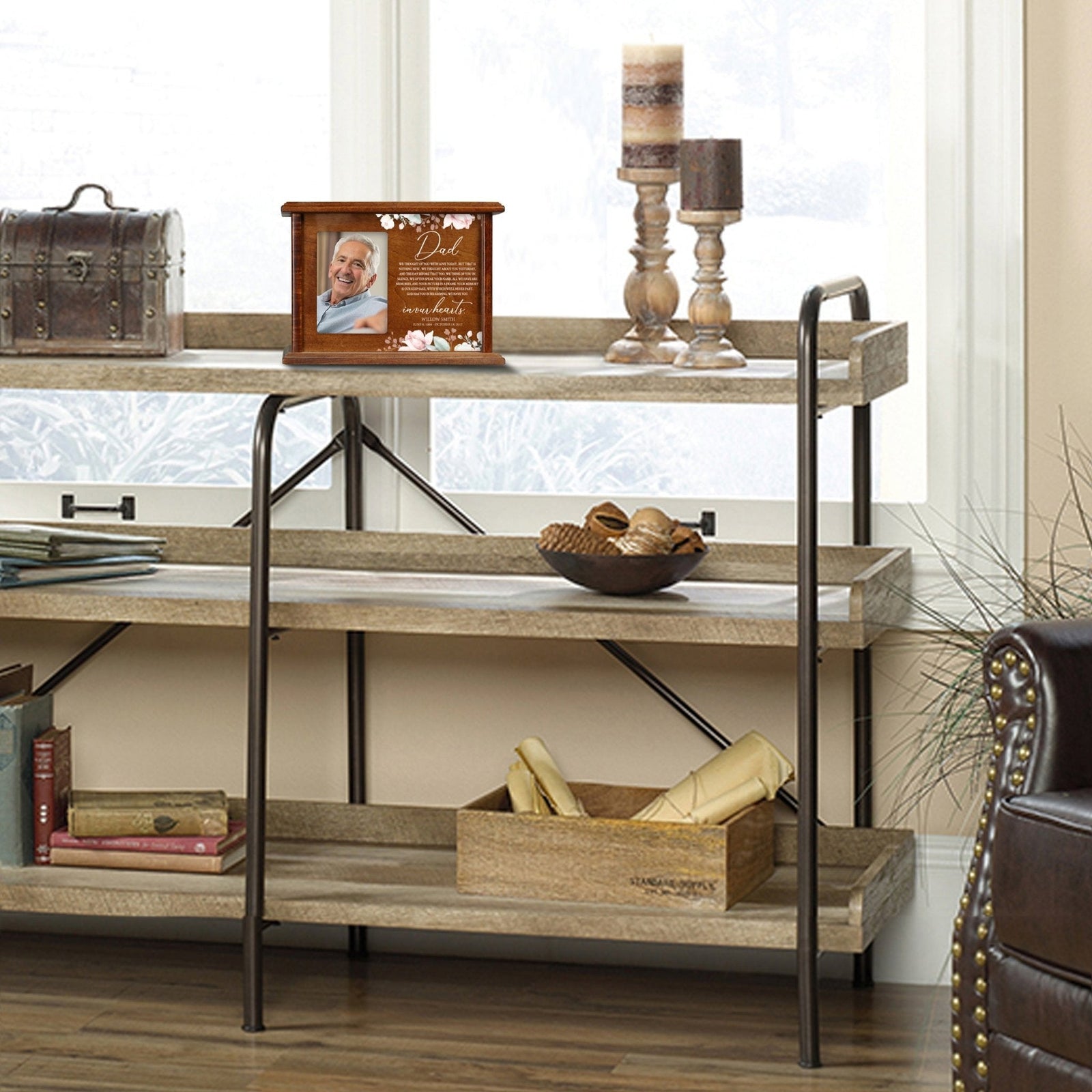 Personalized Wooden Memorial Photo Cremation Urn Box for Human Ashes - LifeSong Milestones