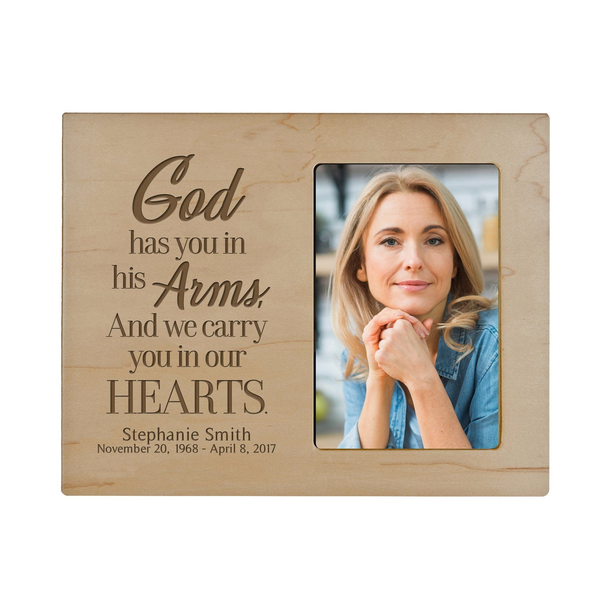 Personalized Wooden Memorial Picture Frame 8x10 holds 4x6 photo God Has You - LifeSong Milestones