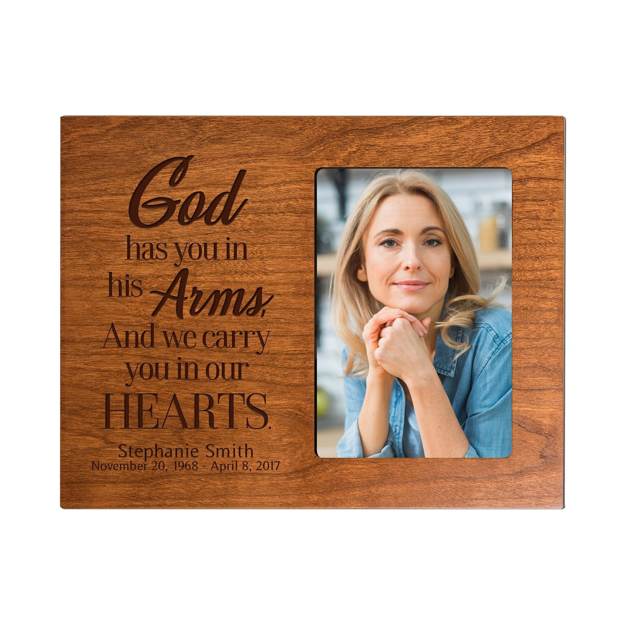 Personalized Wooden Memorial Picture Frame 8x10 holds 4x6 photo God Has You - LifeSong Milestones