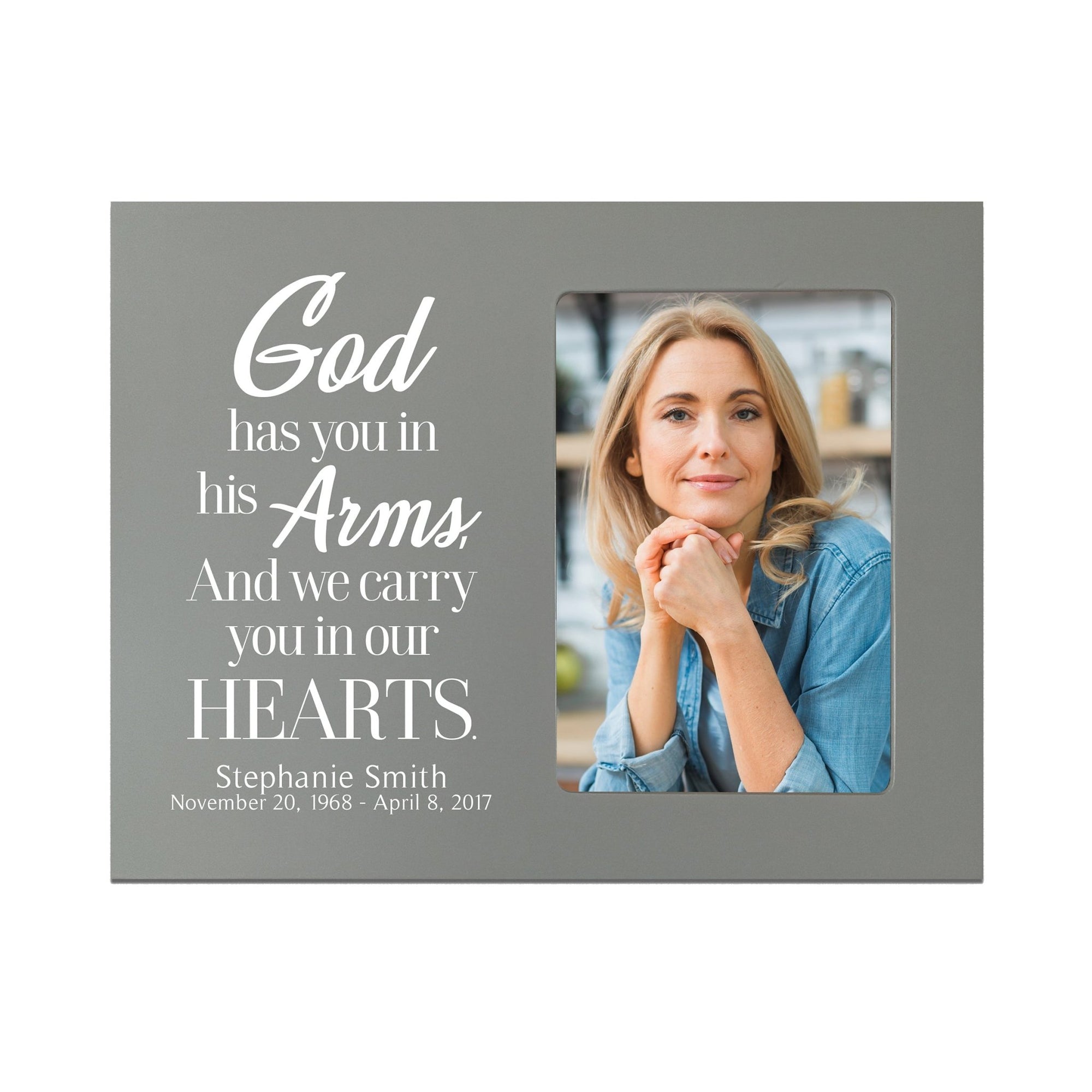 Personalized Wooden Memorial Picture Frame 8x10 holds 4x6 photo God Has You - LifeSong Milestones
