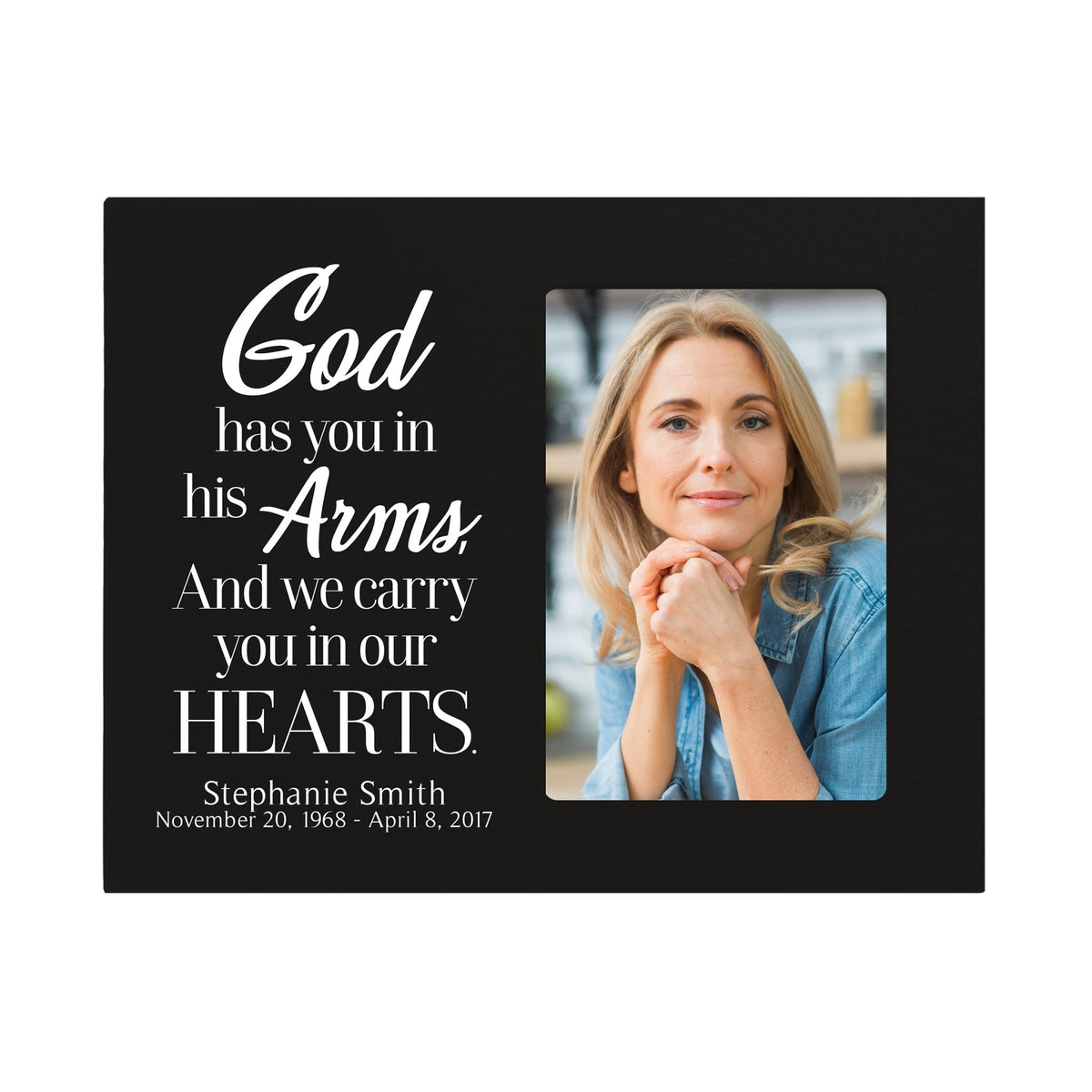 Personalized Wooden Memorial Picture Frame 8x10 holds 4x6 photo God Has You - LifeSong Milestones