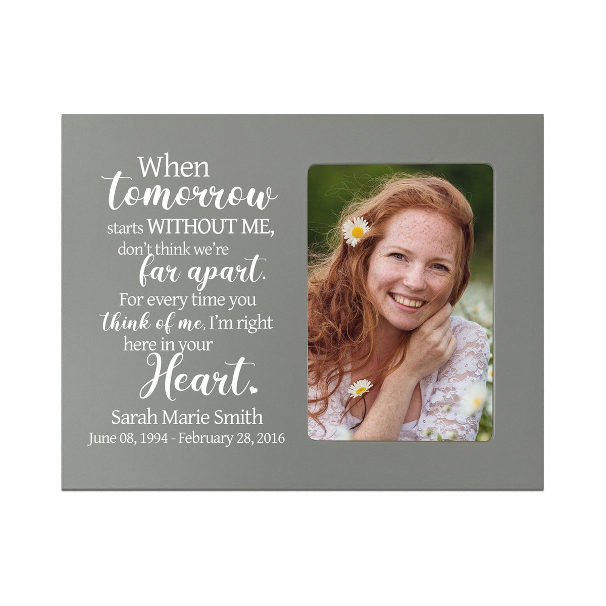 Personalized Wooden Memorial Picture Frame 8x10 holds 4x6 photo When Tomorrow Starts - LifeSong Milestones