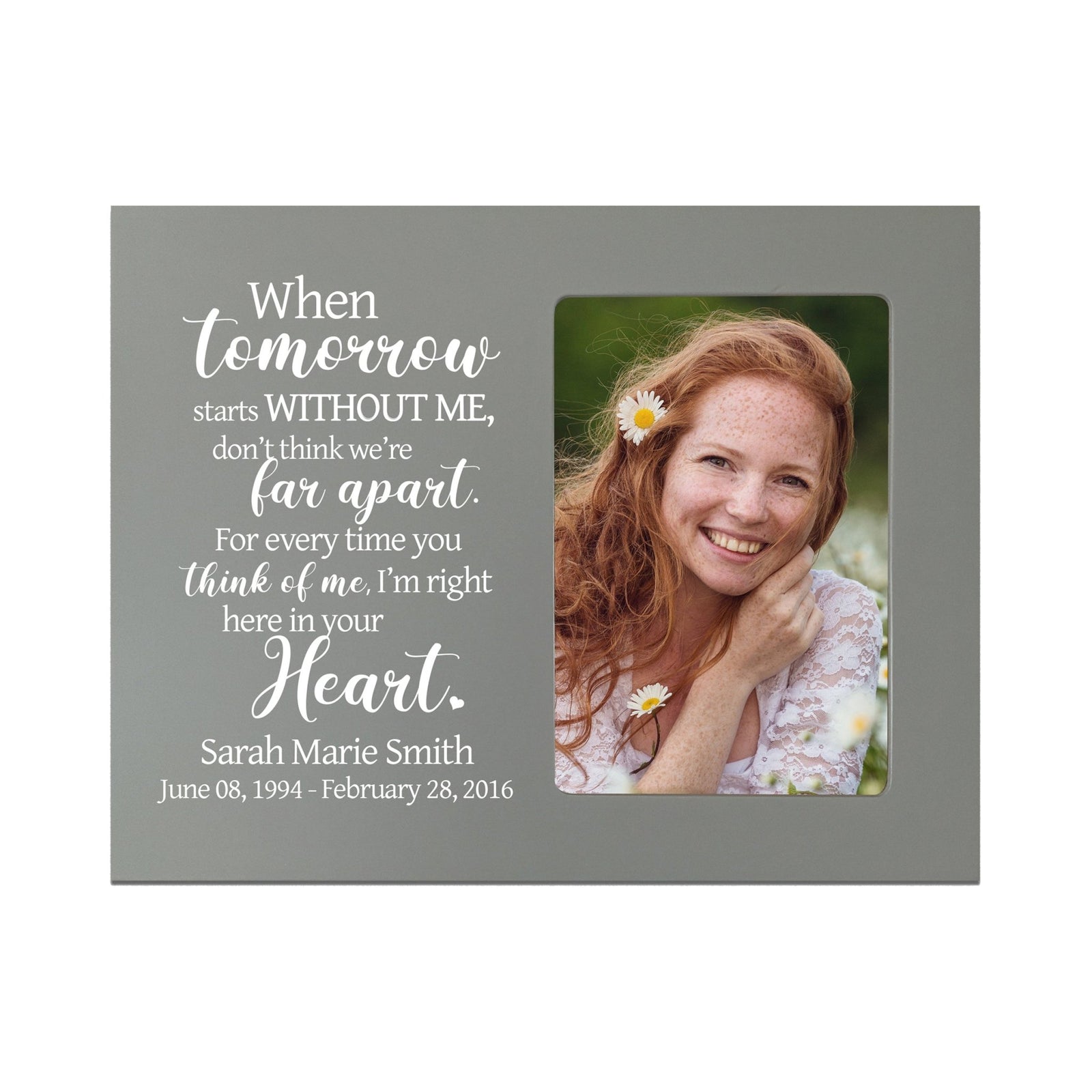 Personalized Wooden Memorial Picture Frame 8x10 holds 4x6 photo When Tomorrow Starts - LifeSong Milestones