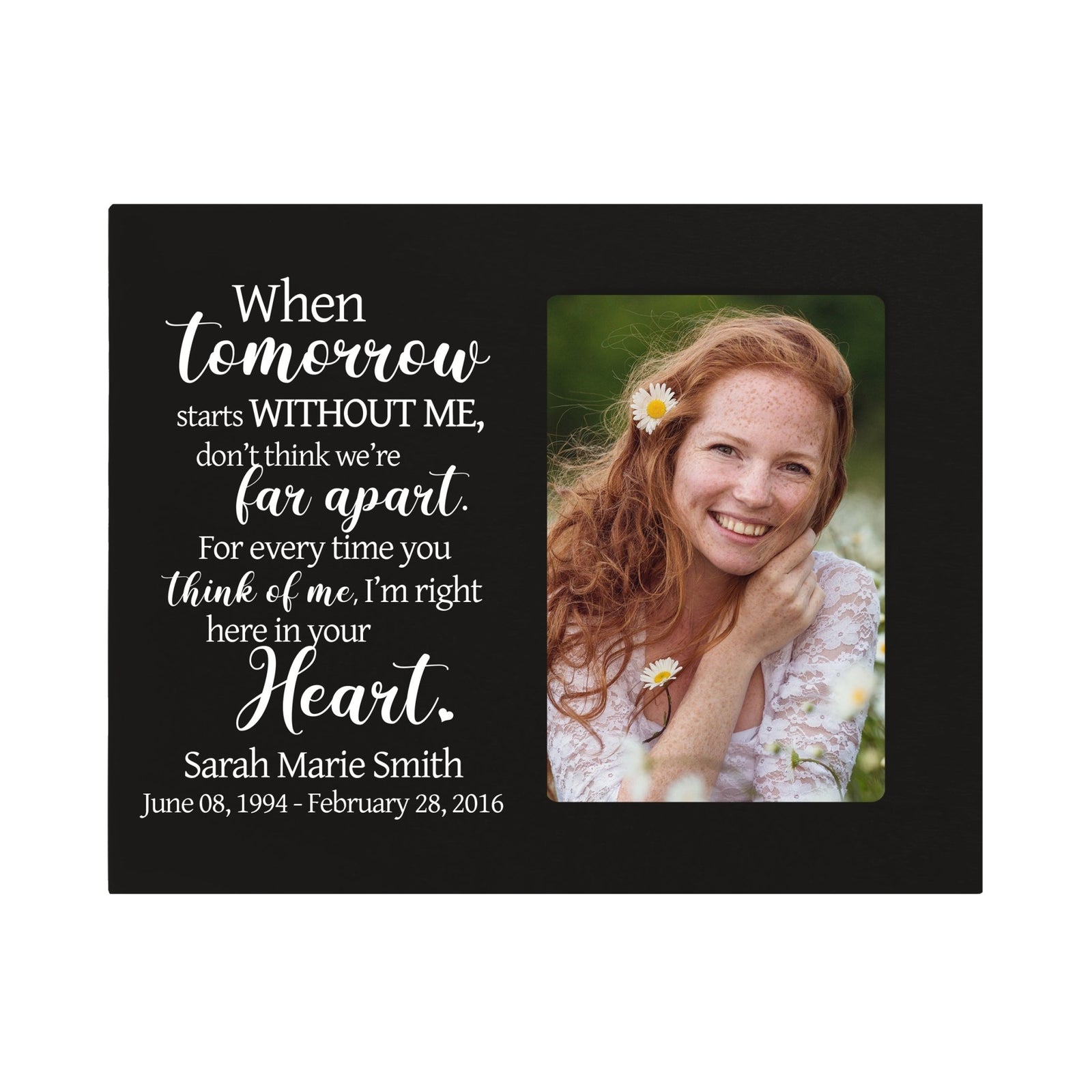 Personalized Wooden Memorial Picture Frame 8x10 holds 4x6 photo When Tomorrow Starts - LifeSong Milestones