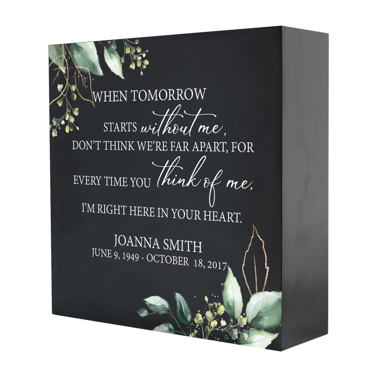 Personalized Wooden Memorial Shadow Box Urn for Human Ashes - When Tomorrow Starts - LifeSong Milestones