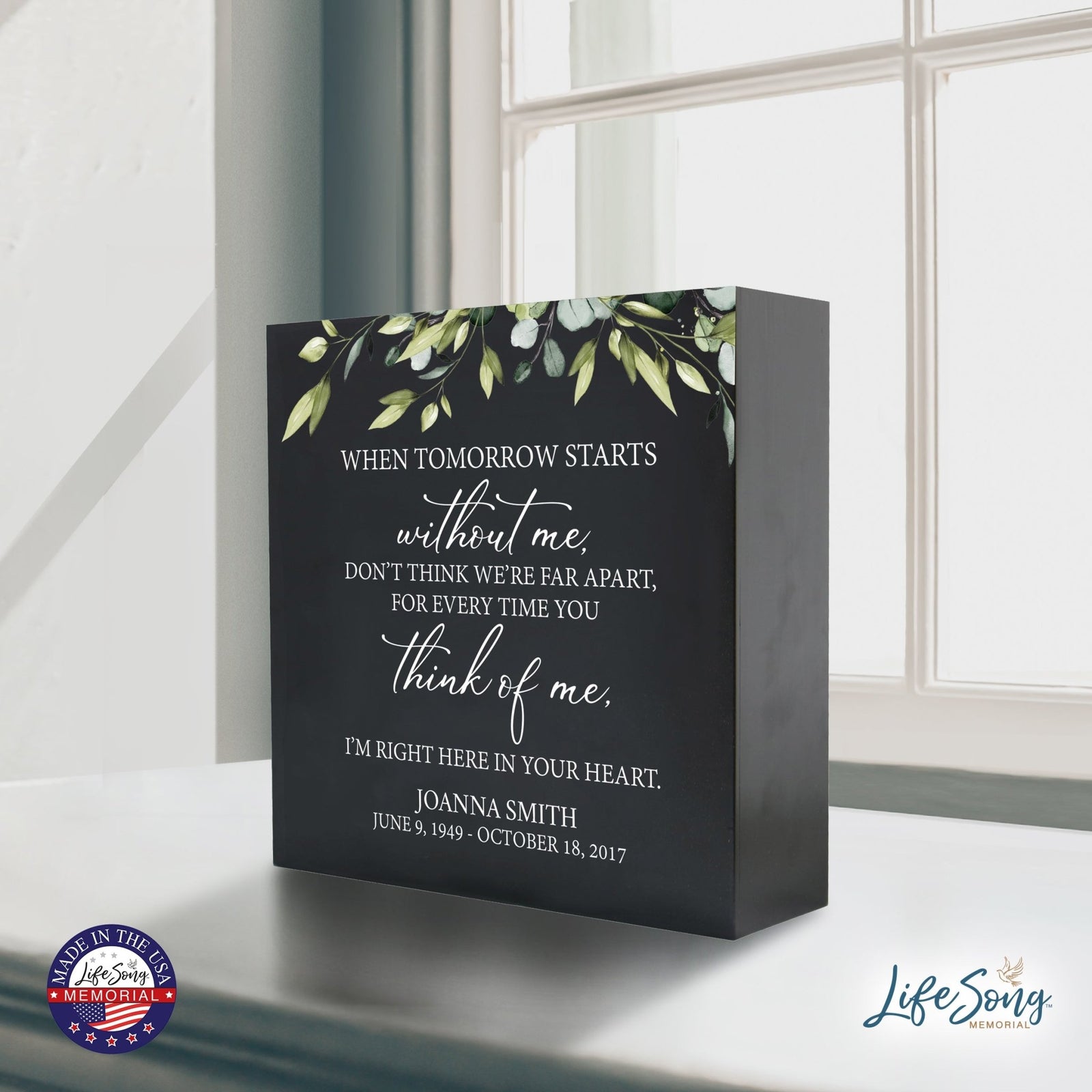 Personalized Wooden Memorial Shadow Box Urn for Human Ashes - When Tomorrow Starts - LifeSong Milestones