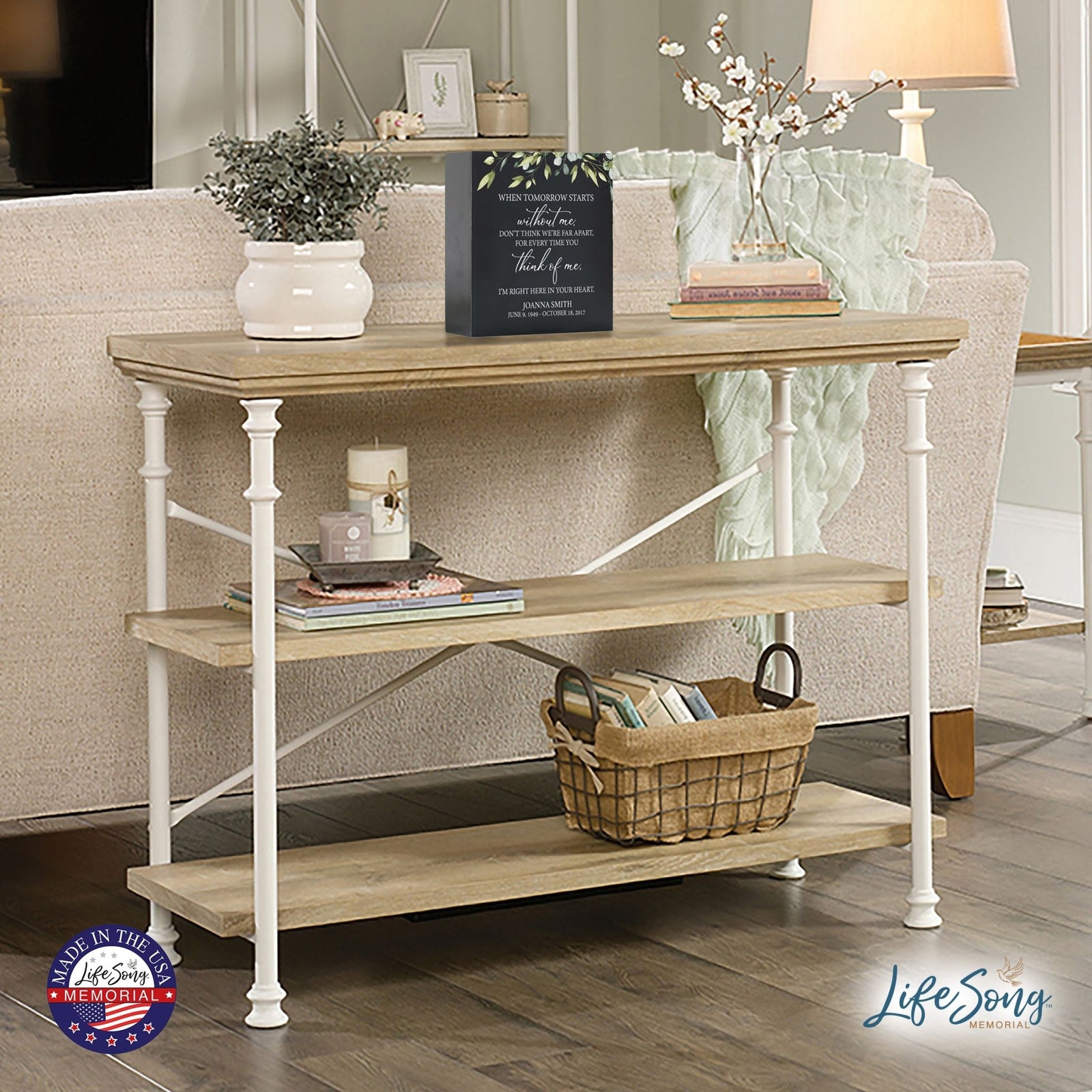 Personalized Wooden Memorial Shadow Box Urn for Human Ashes - When Tomorrow Starts - LifeSong Milestones