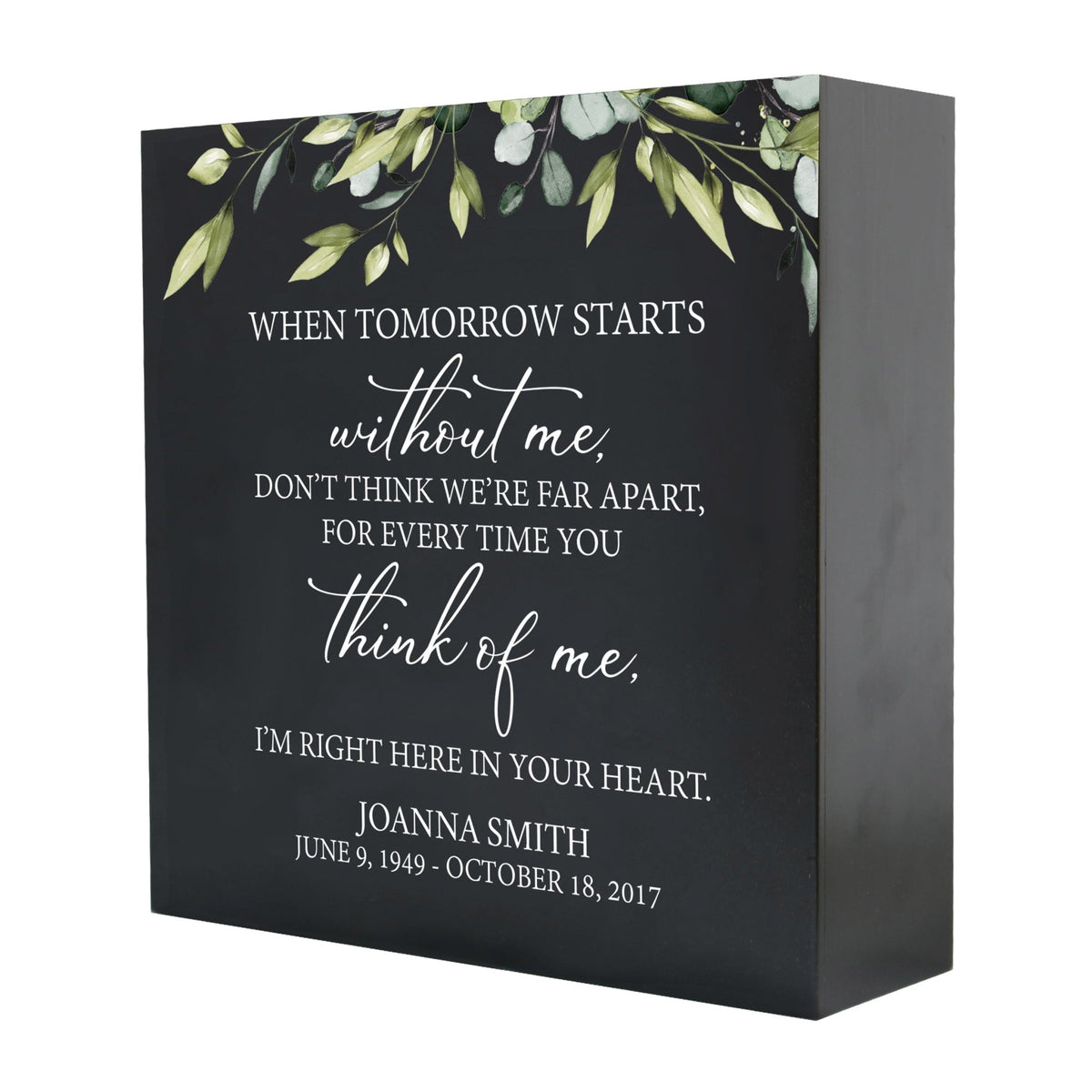 Personalized Wooden Memorial Shadow Box Urn for Human Ashes - When Tomorrow Starts - LifeSong Milestones