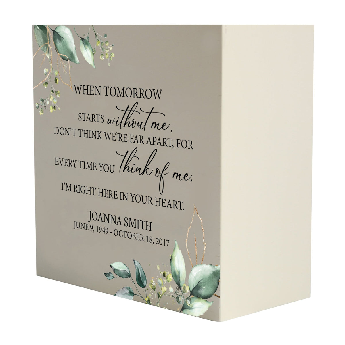 Personalized Wooden Memorial Shadow Box Urn for Human Ashes - When Tomorrow Starts - LifeSong Milestones