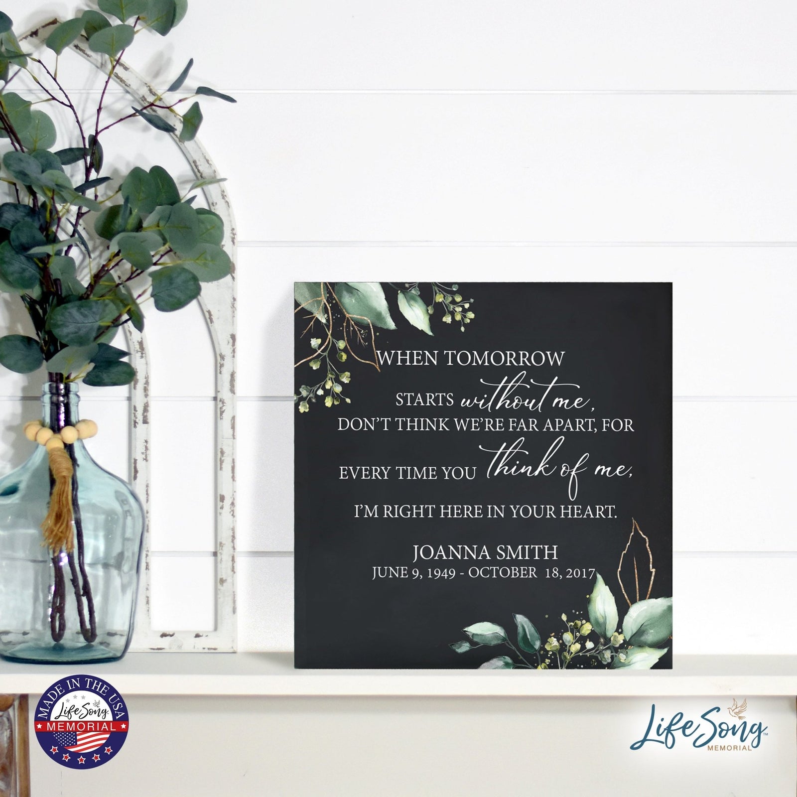 Personalized Wooden Memorial Shadow Box Urn for Human Ashes - When Tomorrow Starts - LifeSong Milestones